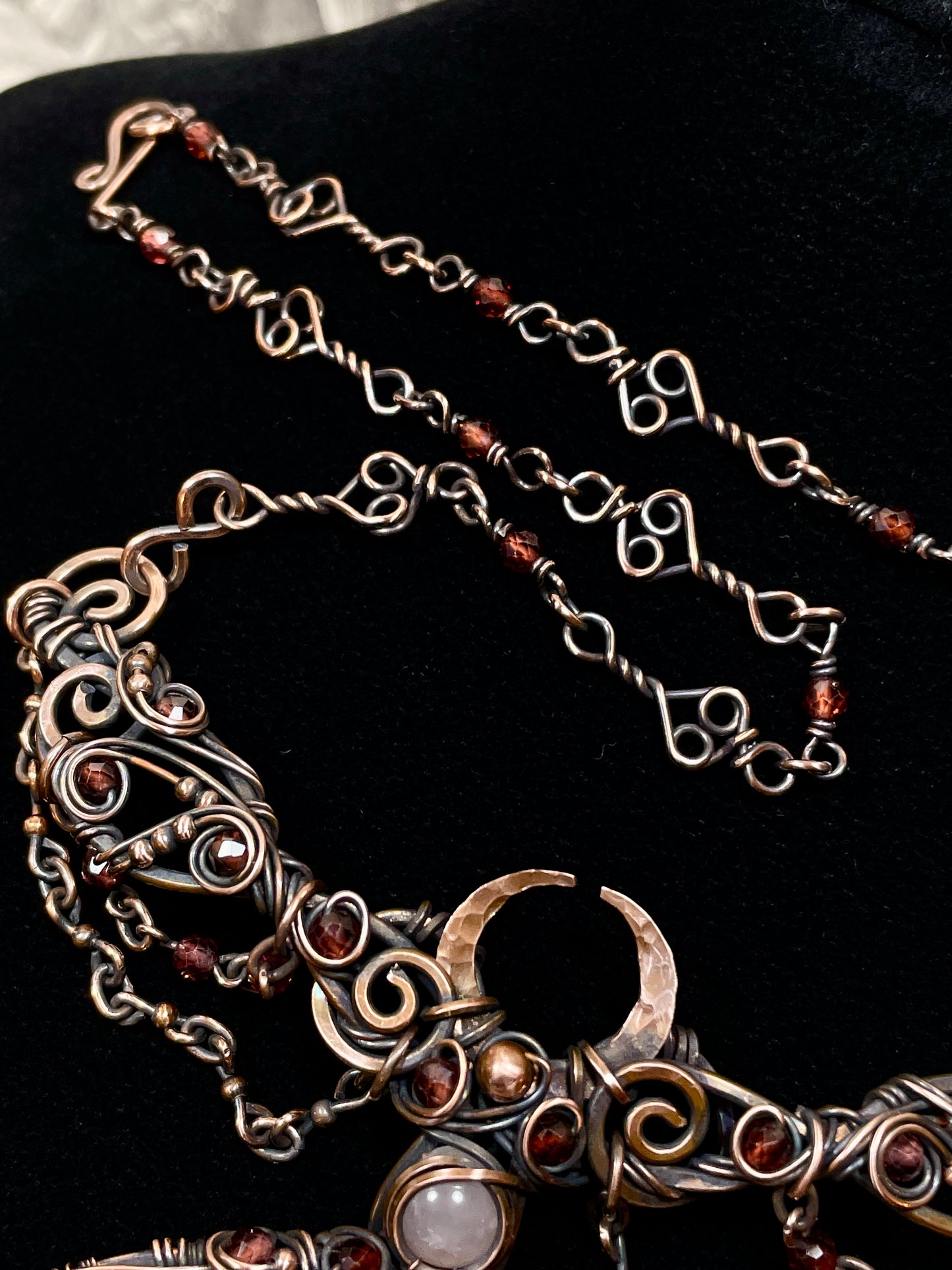Rose Quartz Forest Collar in Copper