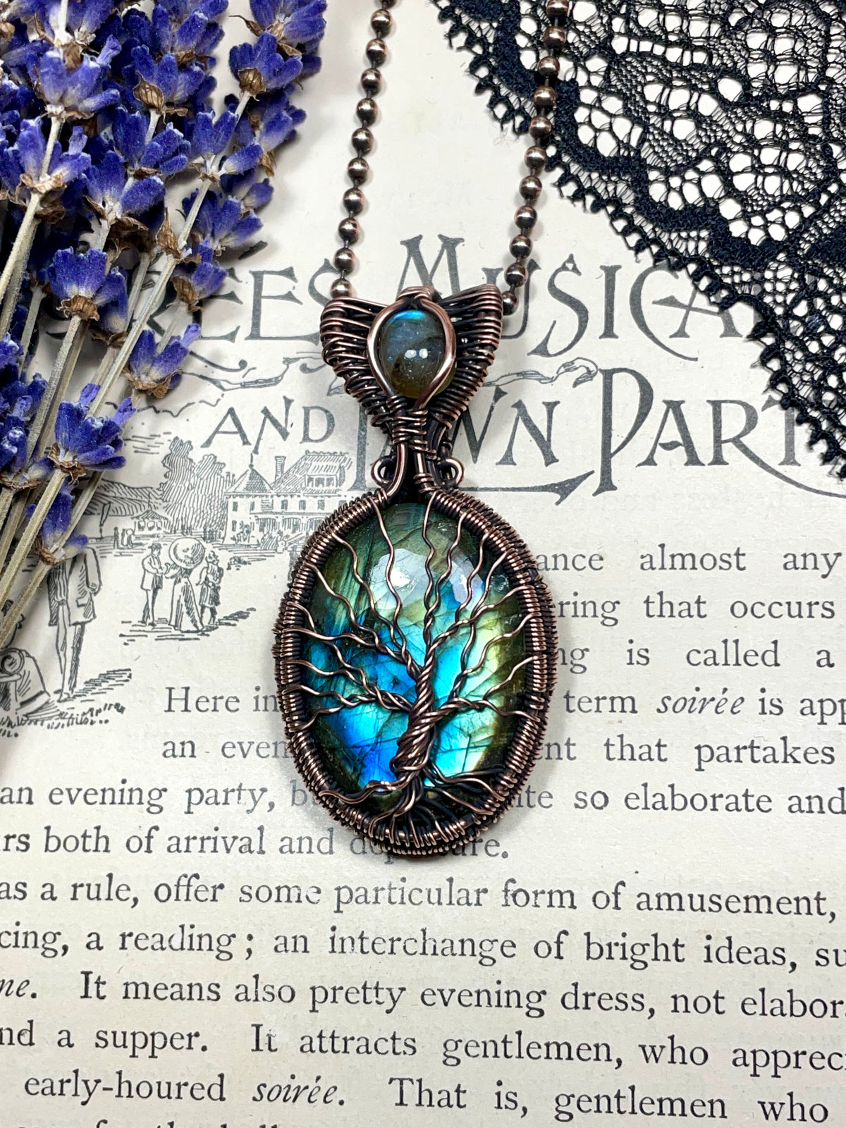 Labradorite Tree of Life Pendant in Copper