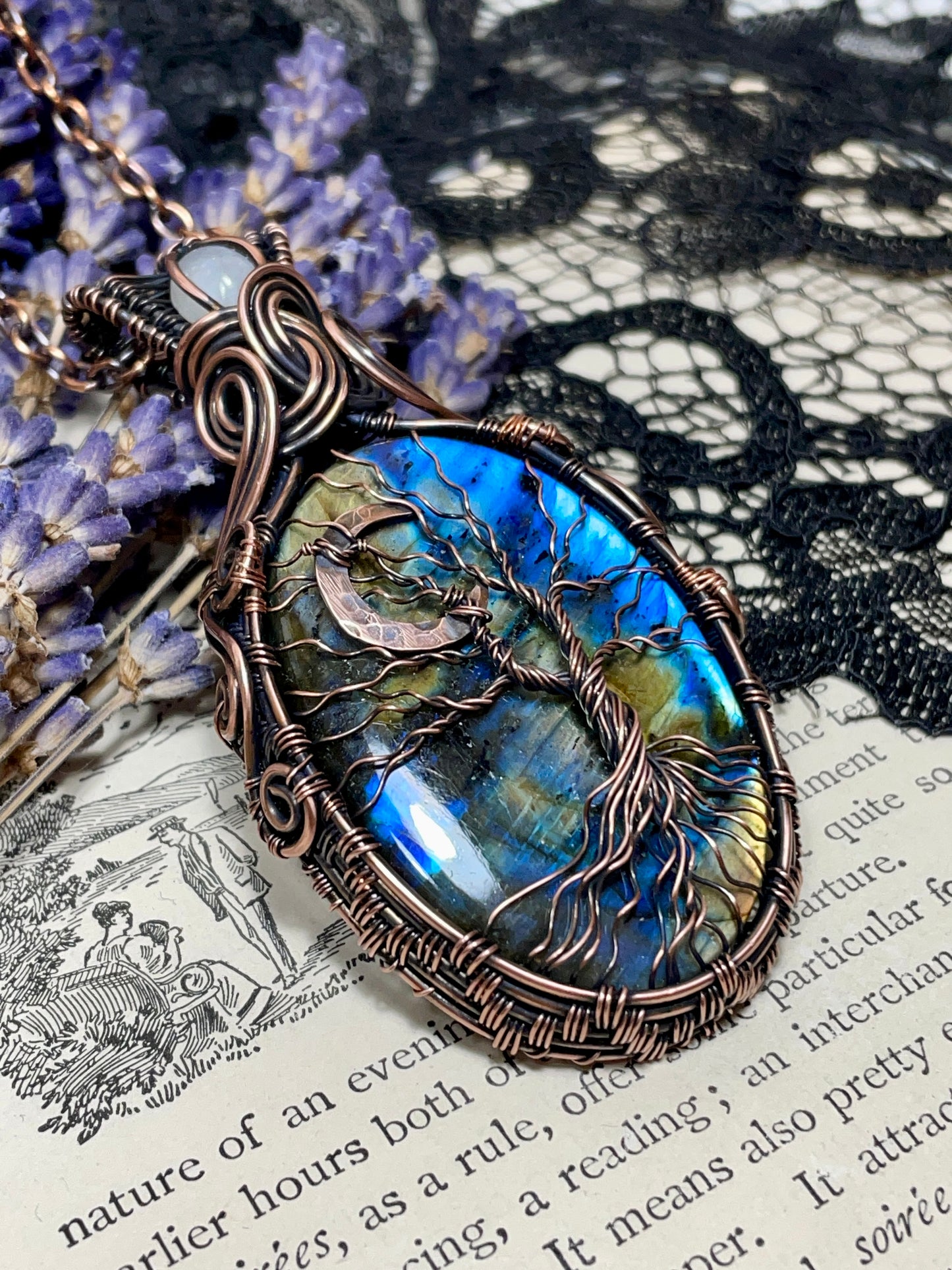 Labradorite Tree of Life Amulet in Copper
