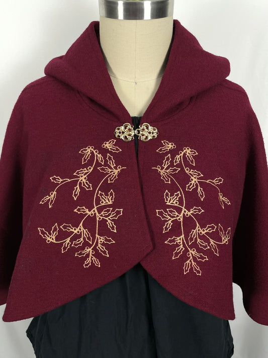 Holly King Red Wool Capelet