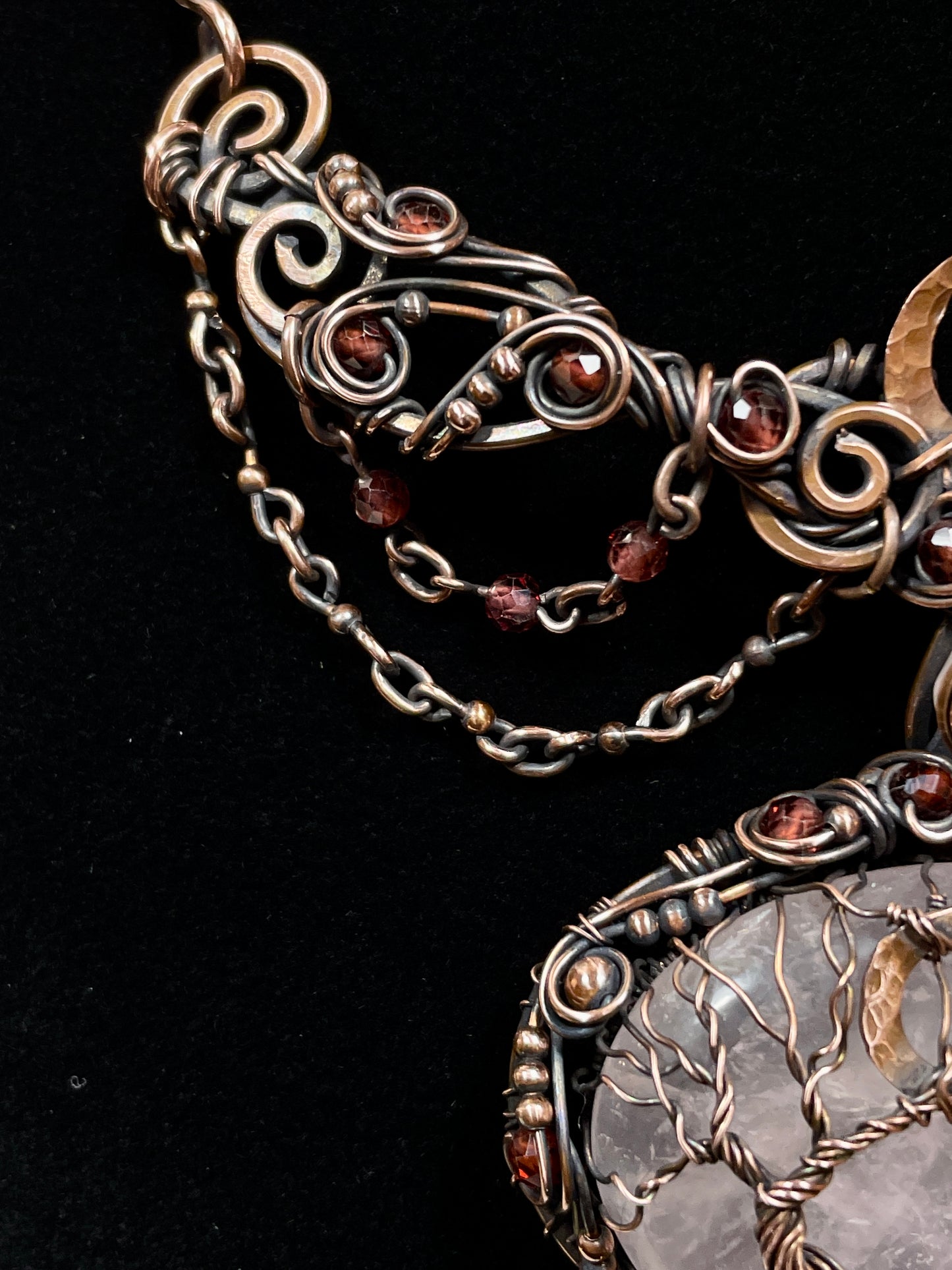 Rose Quartz Forest Collar in Copper