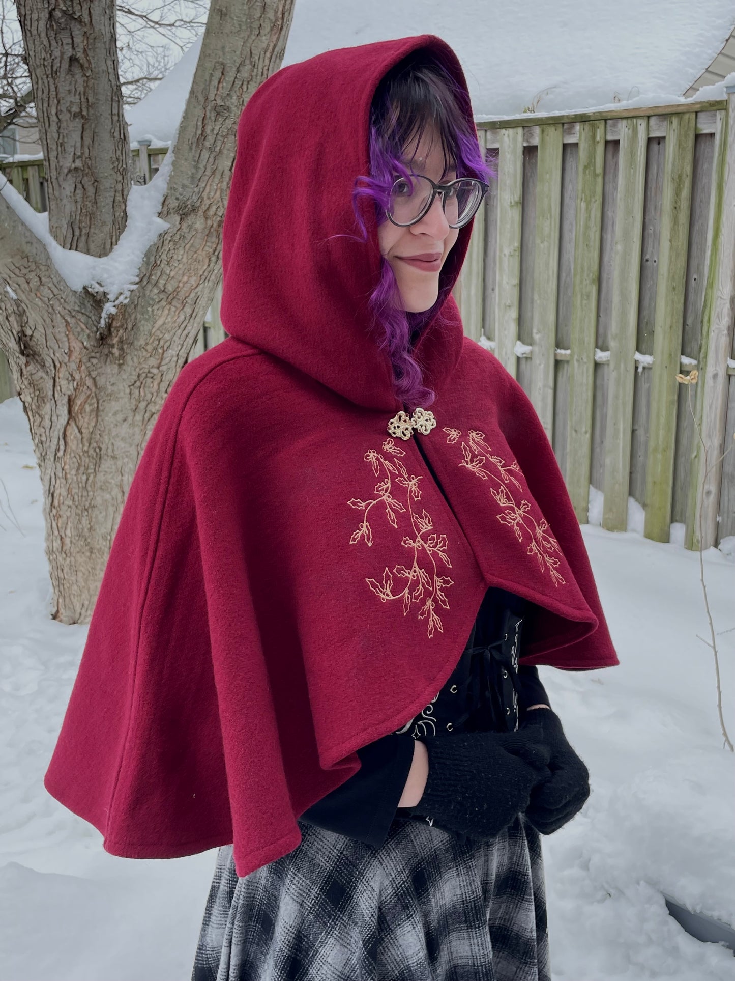 Holly King Red Wool Capelet