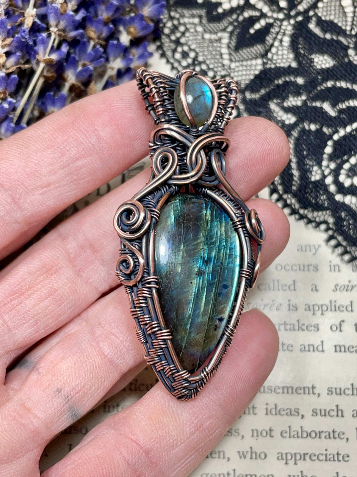 Labradorite Pendant in Copper