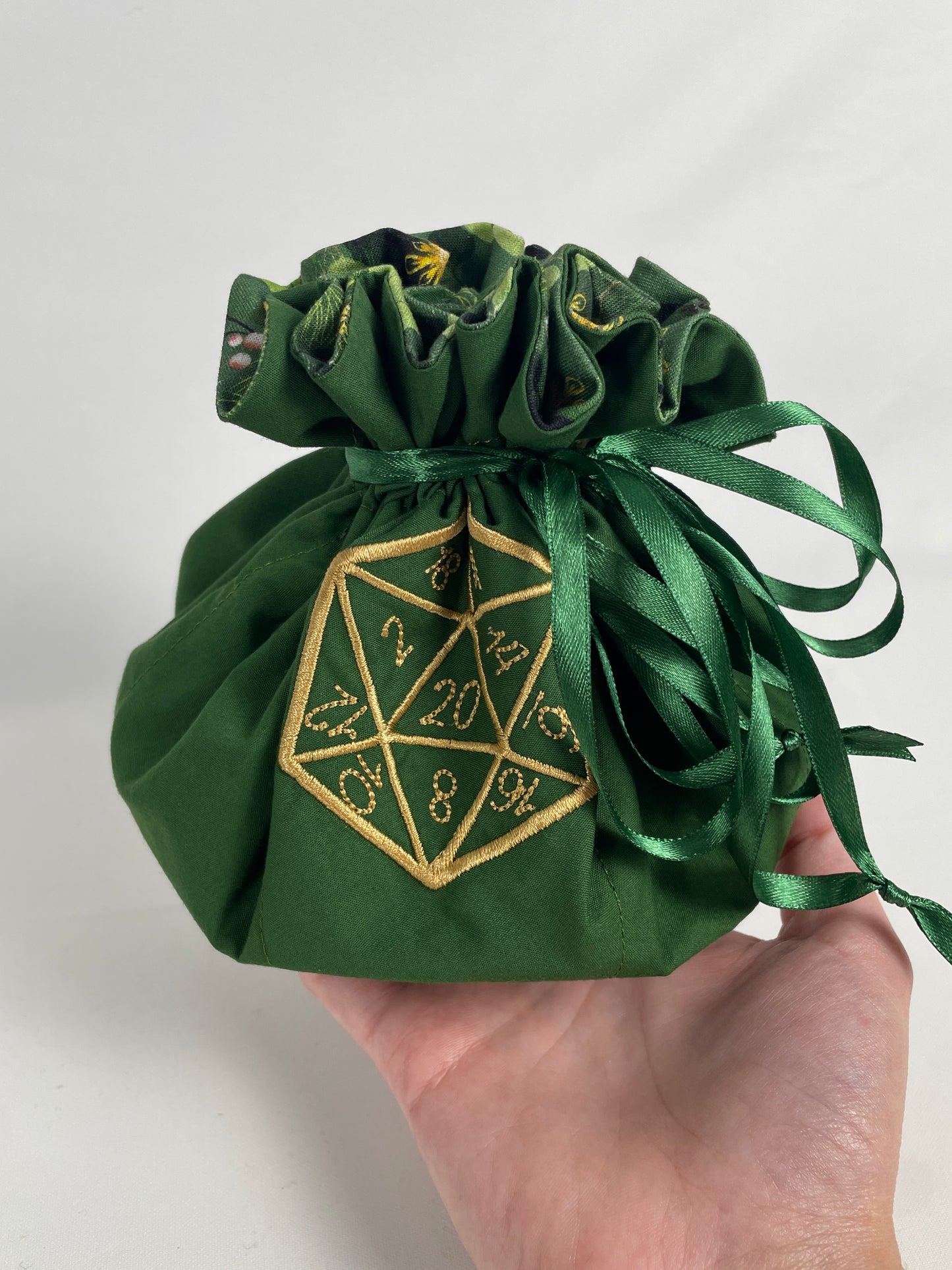 Forest Green Embroidered Dice Bag