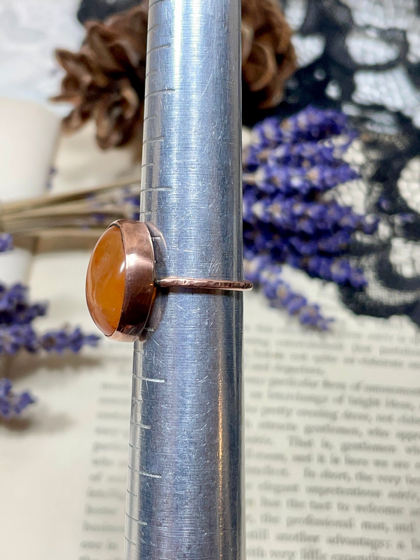 Carnelian Rustic Copper Ring Size 7
