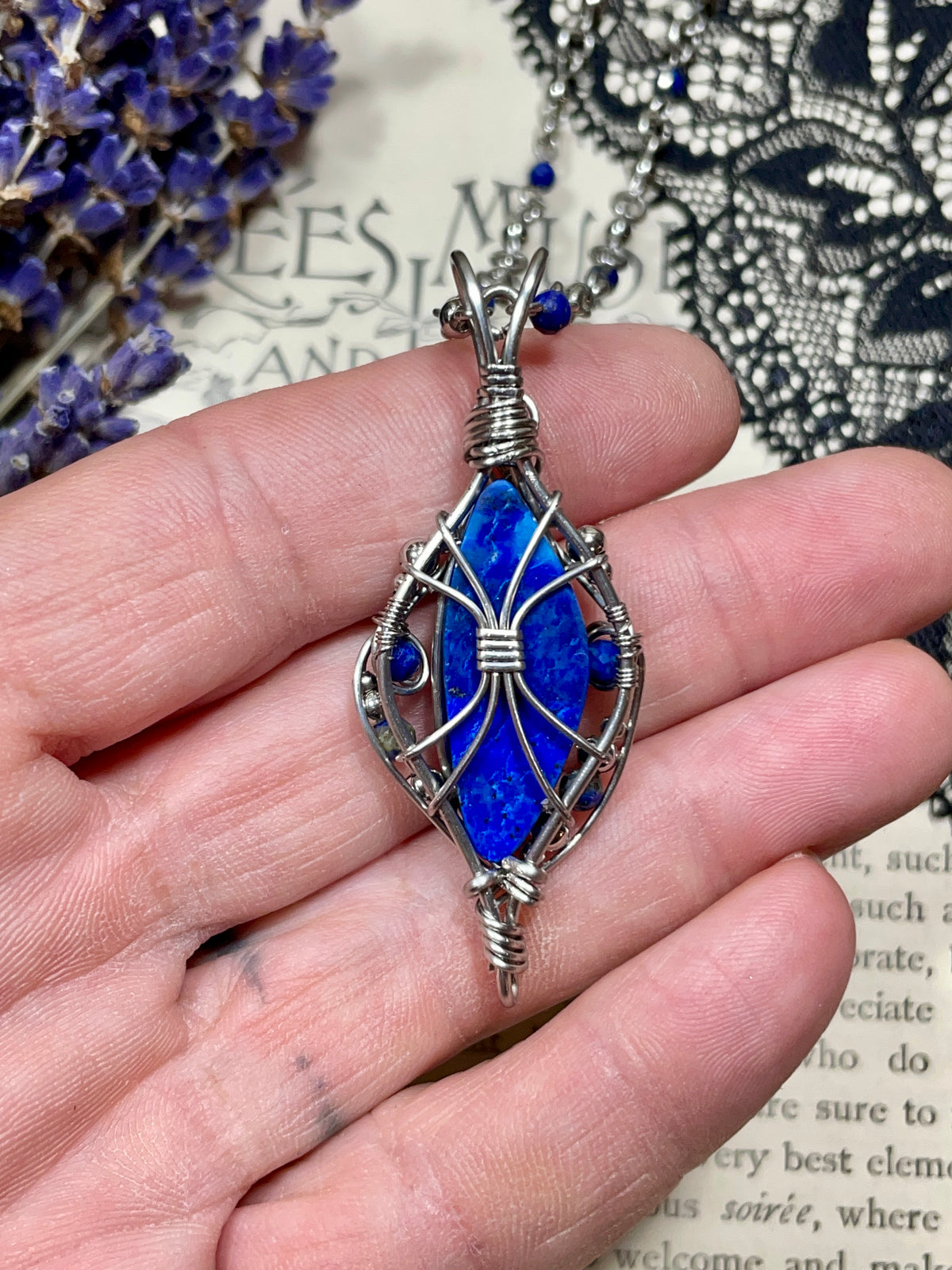 Lapis Lazuli Pendant in Stainless Steel