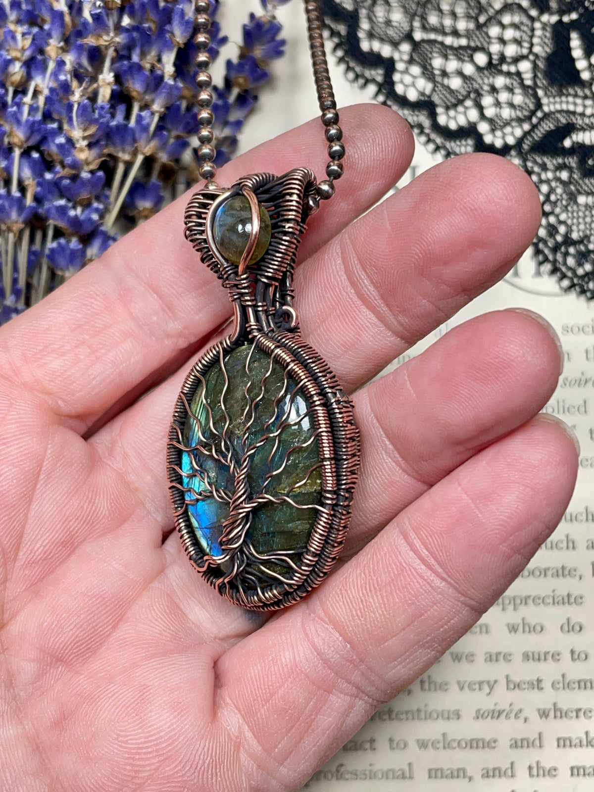 Labradorite Tree of Life Pendant in Copper