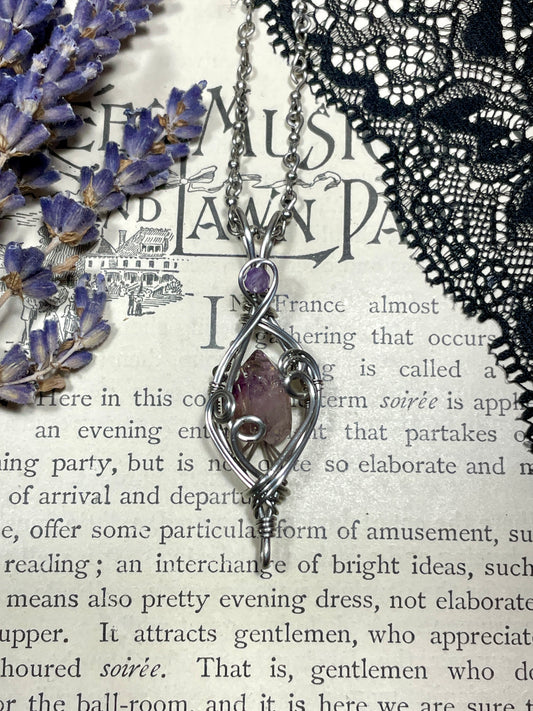 Amethyst Point(Shangaan Amethyst) Pendant in Stainless Steel