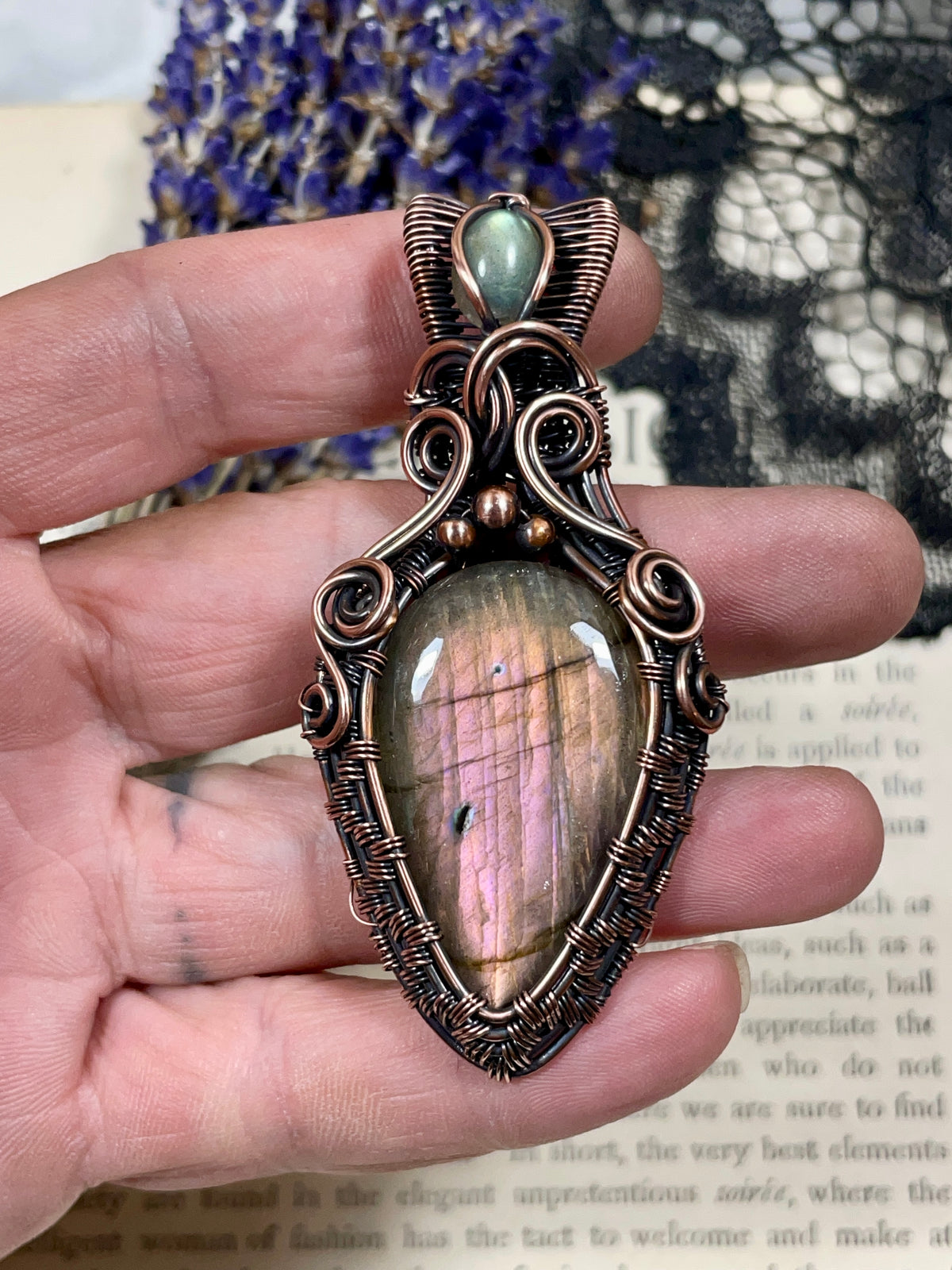 Labradorite Pendant in Copper