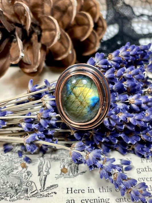 Labradorite Copper Ring Size 5.5
