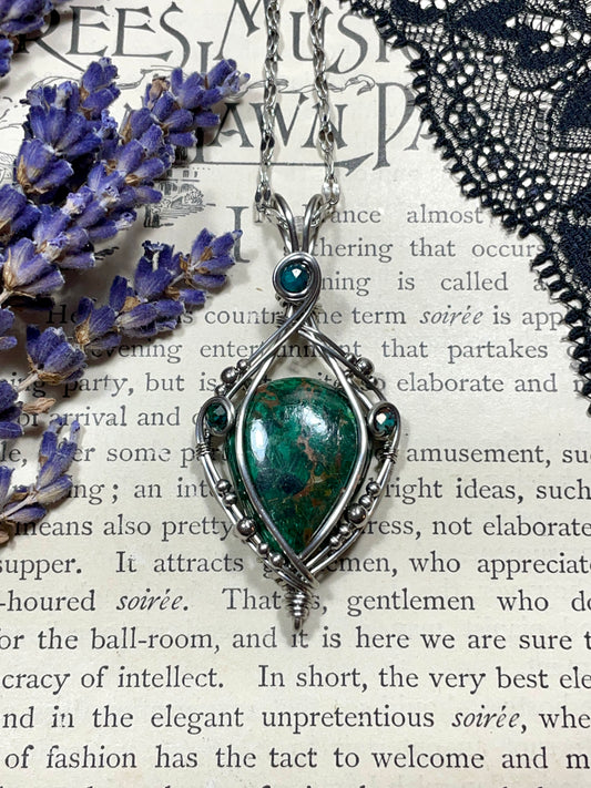 Azurite Malachite Pendant in Stainless Steel