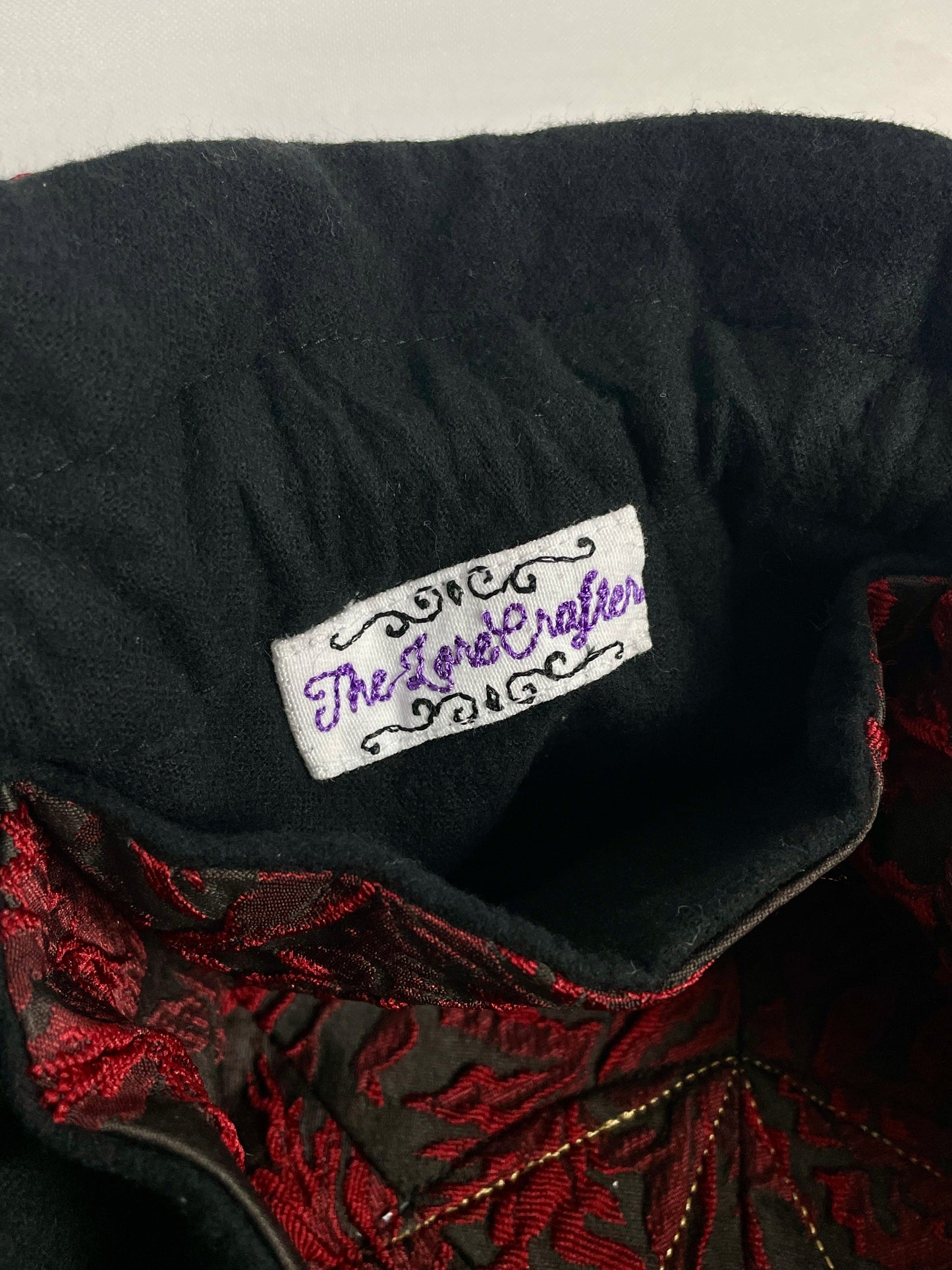 Red Brocade Embroidered Dice Bag