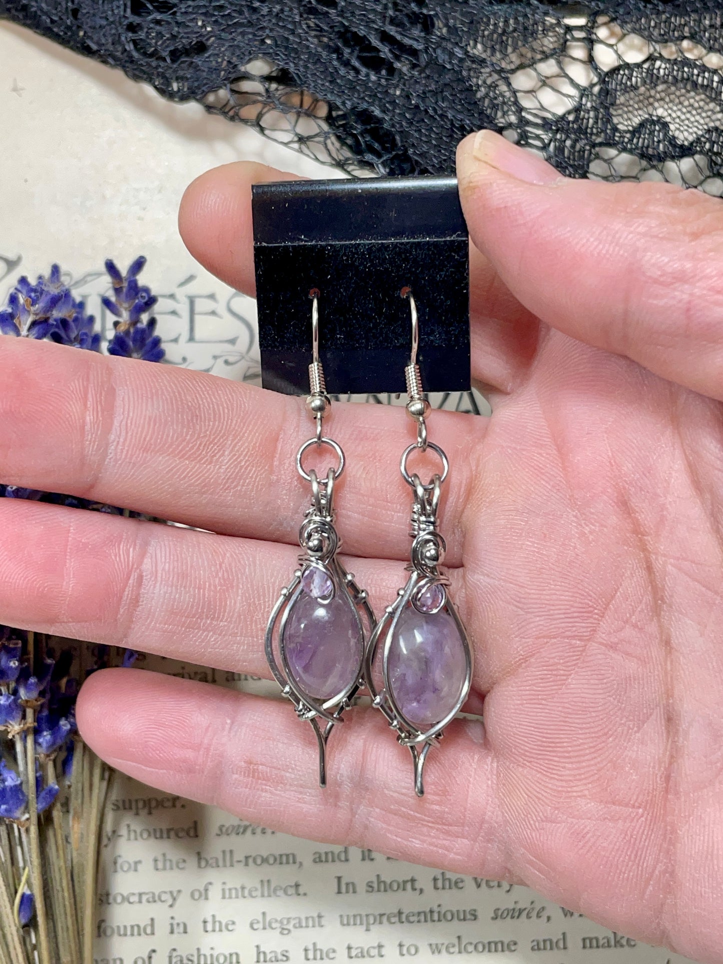 Amethyst Earrings in Stainless Steel