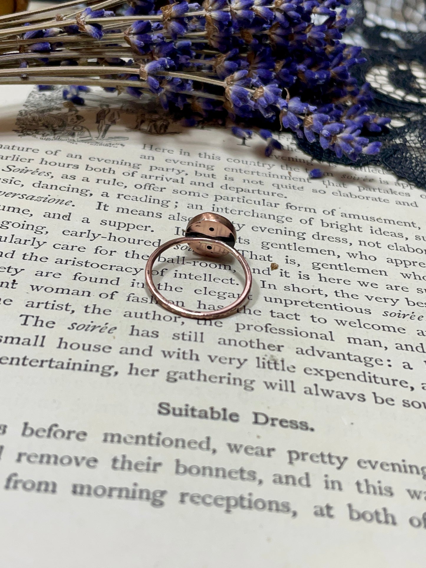 Labradorite Rustic Copper Ring Size 7.75