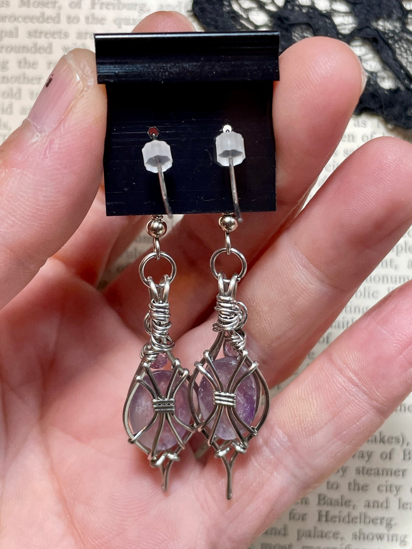 Amethyst Earrings in Stainless Steel
