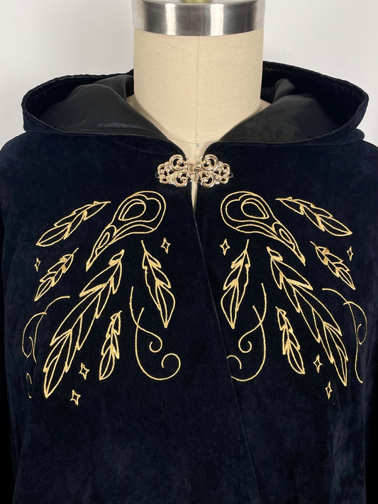 Ravens’ Lament Black Velvet Half-Cloak in Gold