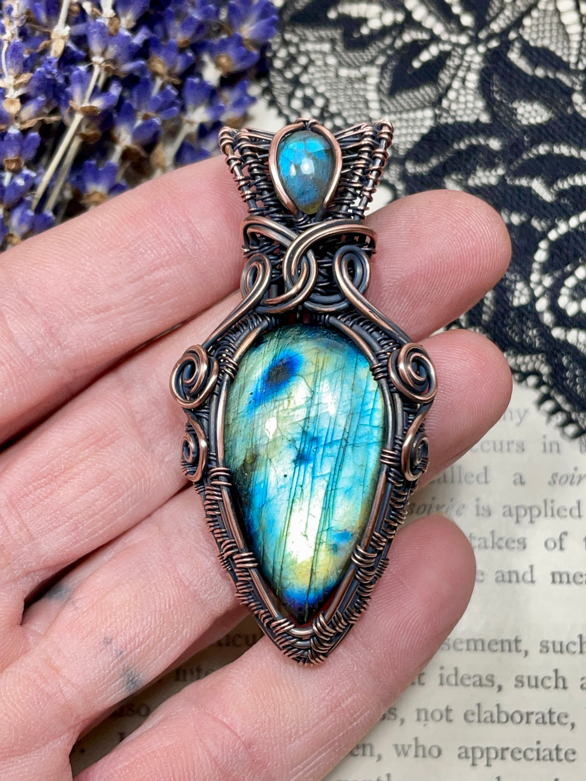 Labradorite Pendant in Copper