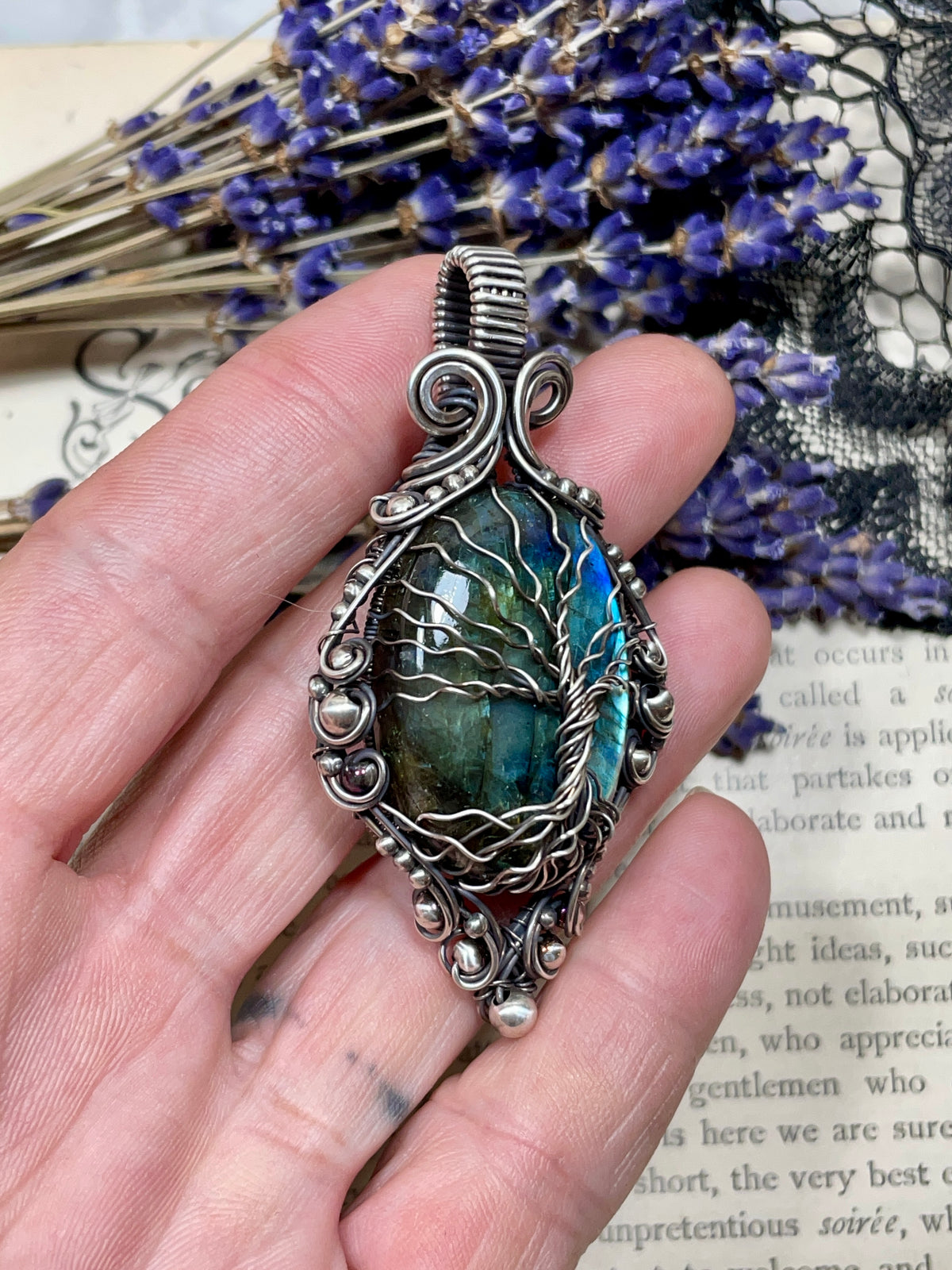 Labradorite Tree of Life Pendant in Sterling Silver