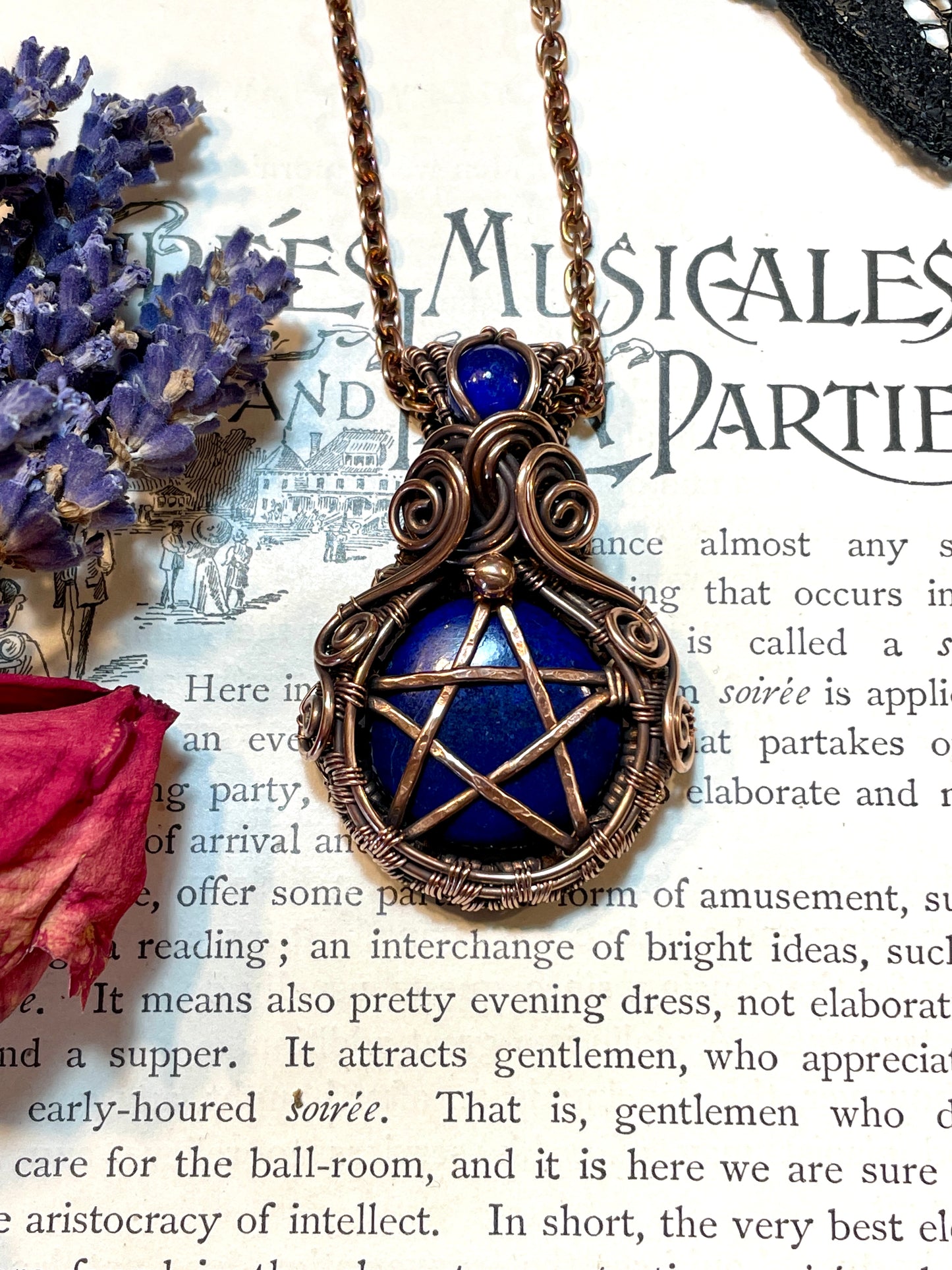 Lapis Lazuli Pentacle Pendant in Copper