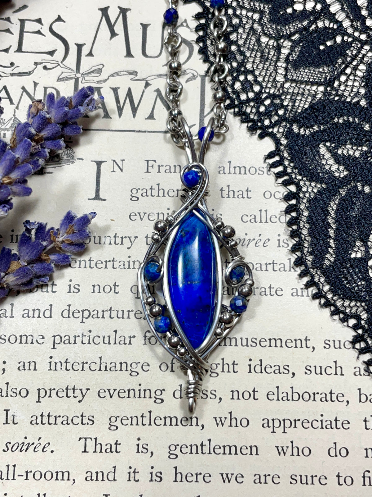 Lapis Lazuli Pendant in Stainless Steel