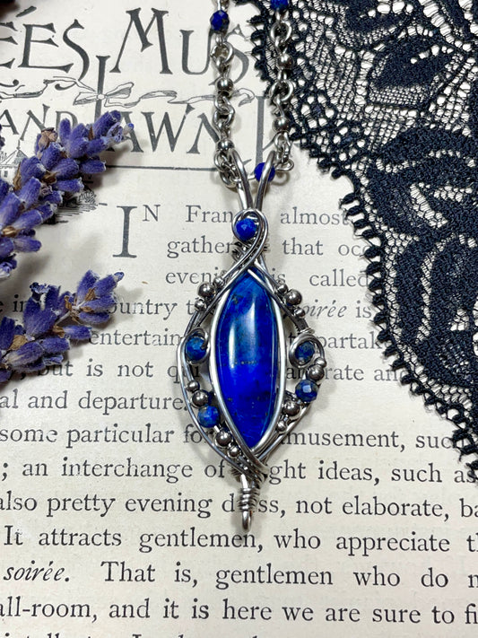 Lapis Lazuli Pendant in Stainless Steel