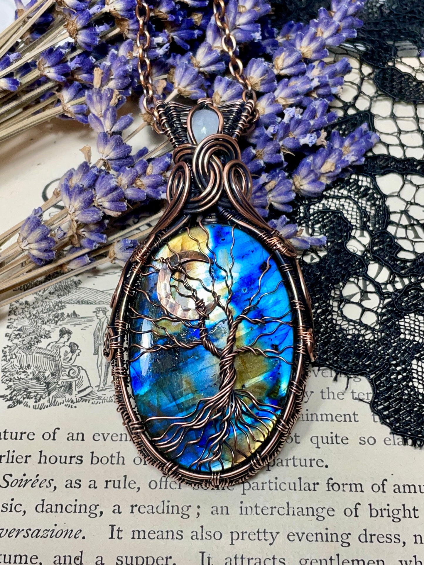 Labradorite Tree of Life Amulet in Copper