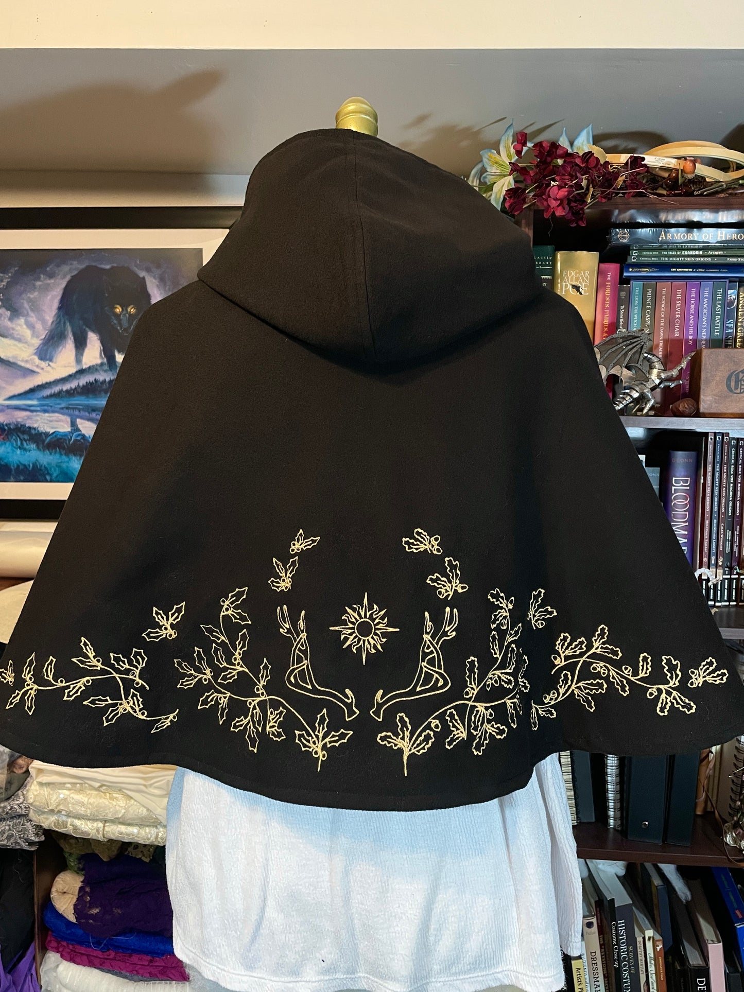 Holly and Oak Black Felted Capelet in Gold