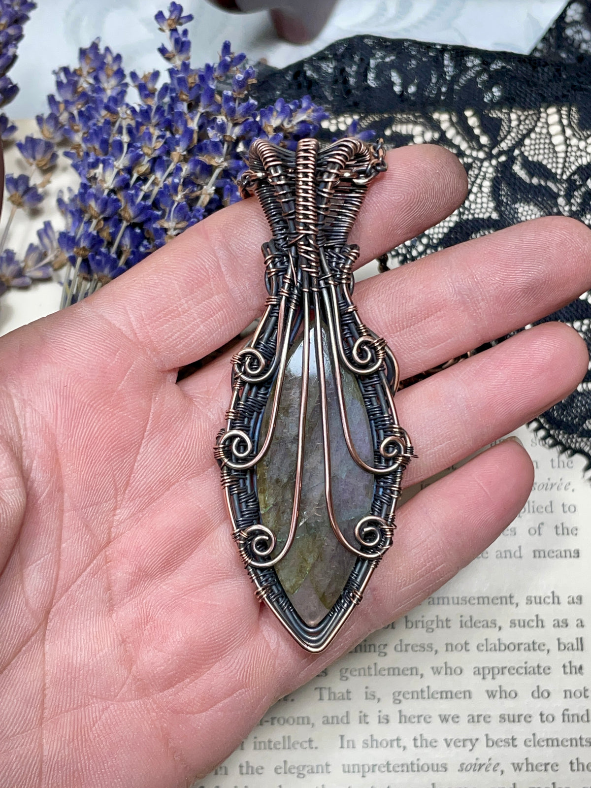 Labradorite Pendant in Copper