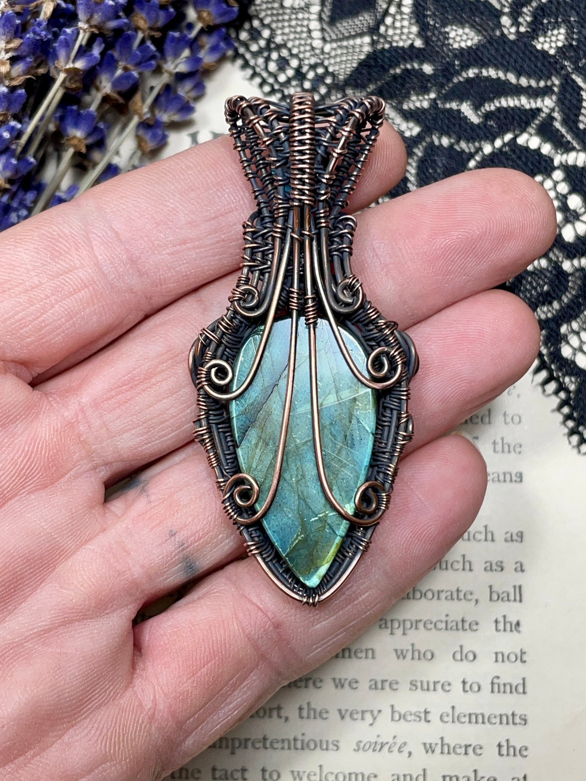 Labradorite Pendant in Copper