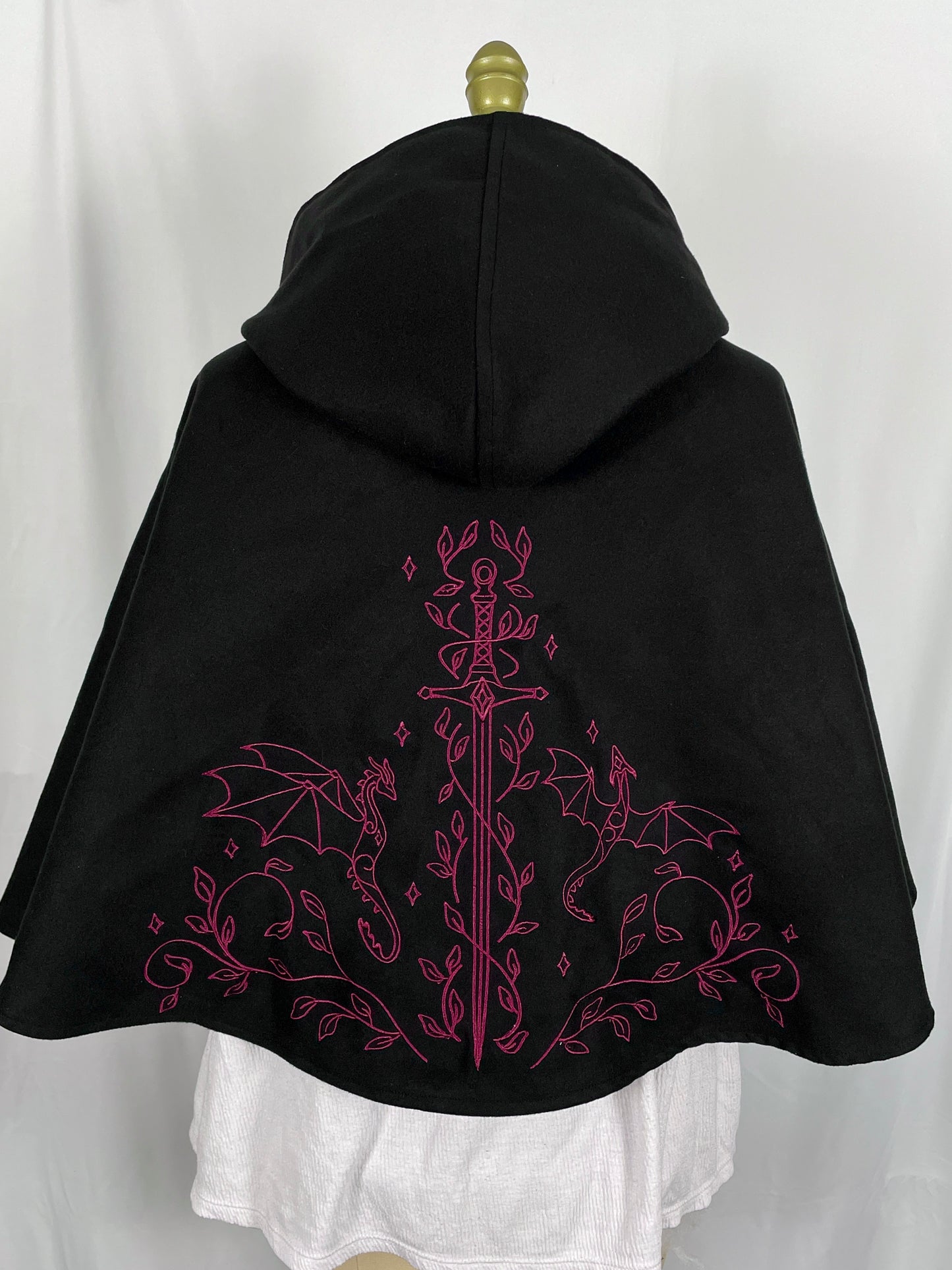 Dragons' Flight Black Felted Capelet in Burgundy