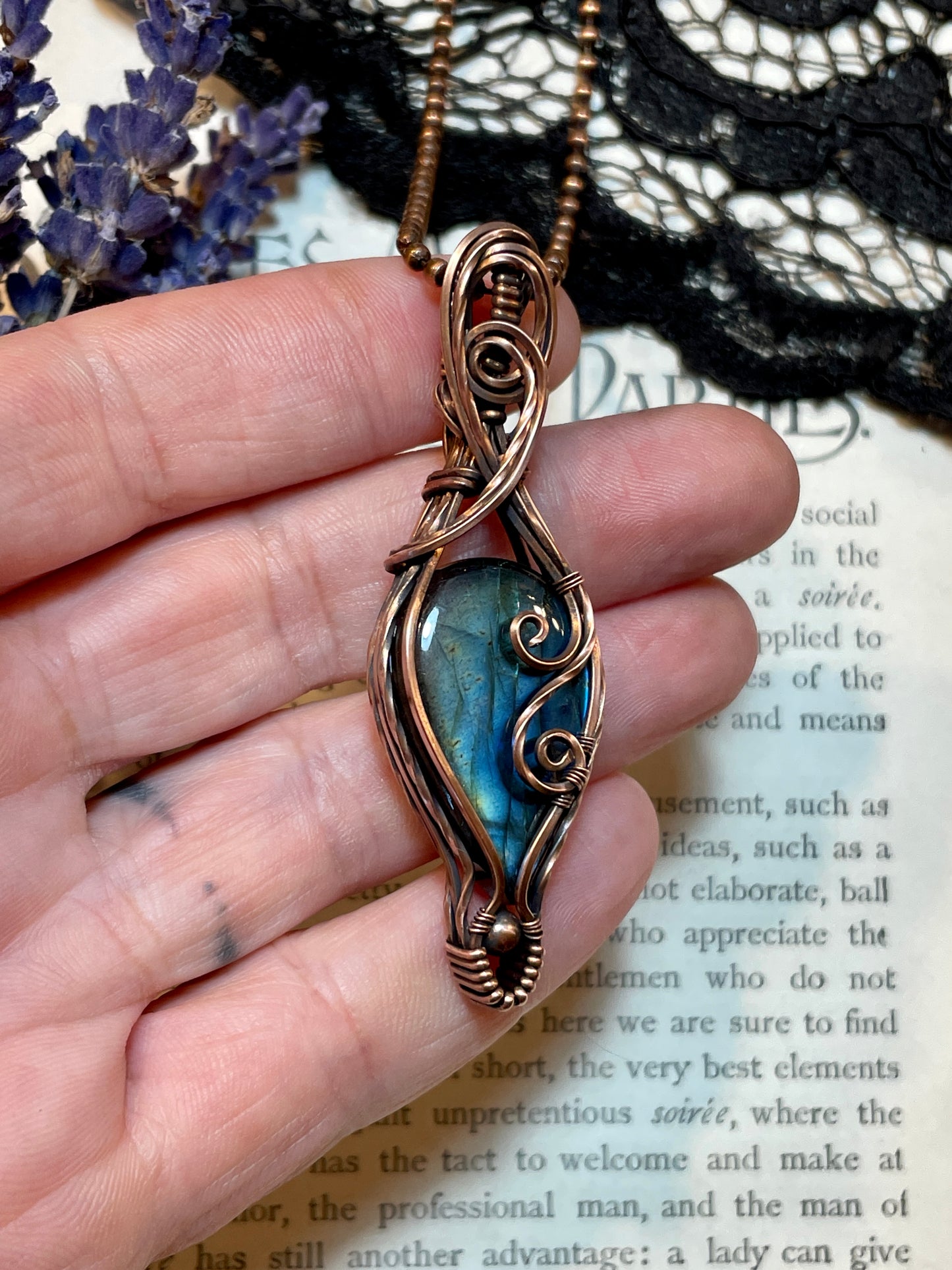 Labradorite Pendant in Copper