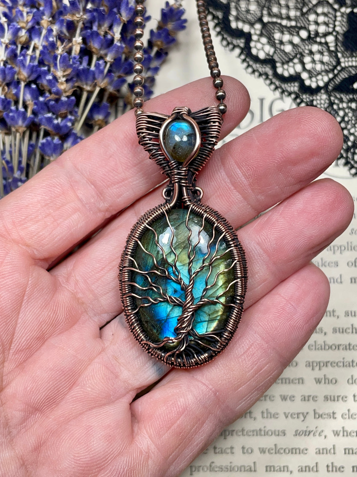Labradorite Tree of Life Pendant in Copper