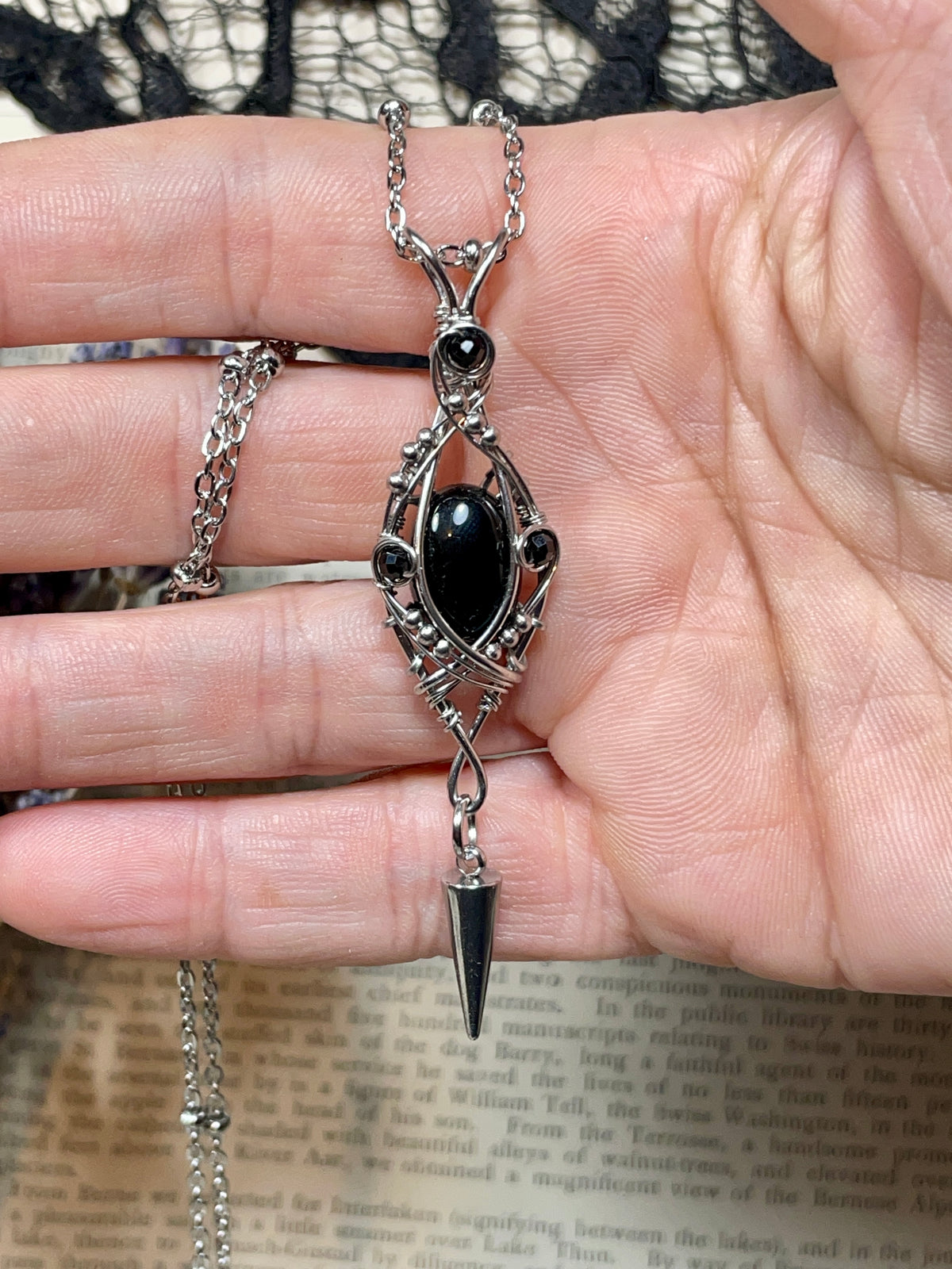 Onyx Pendant in Stainless Steel