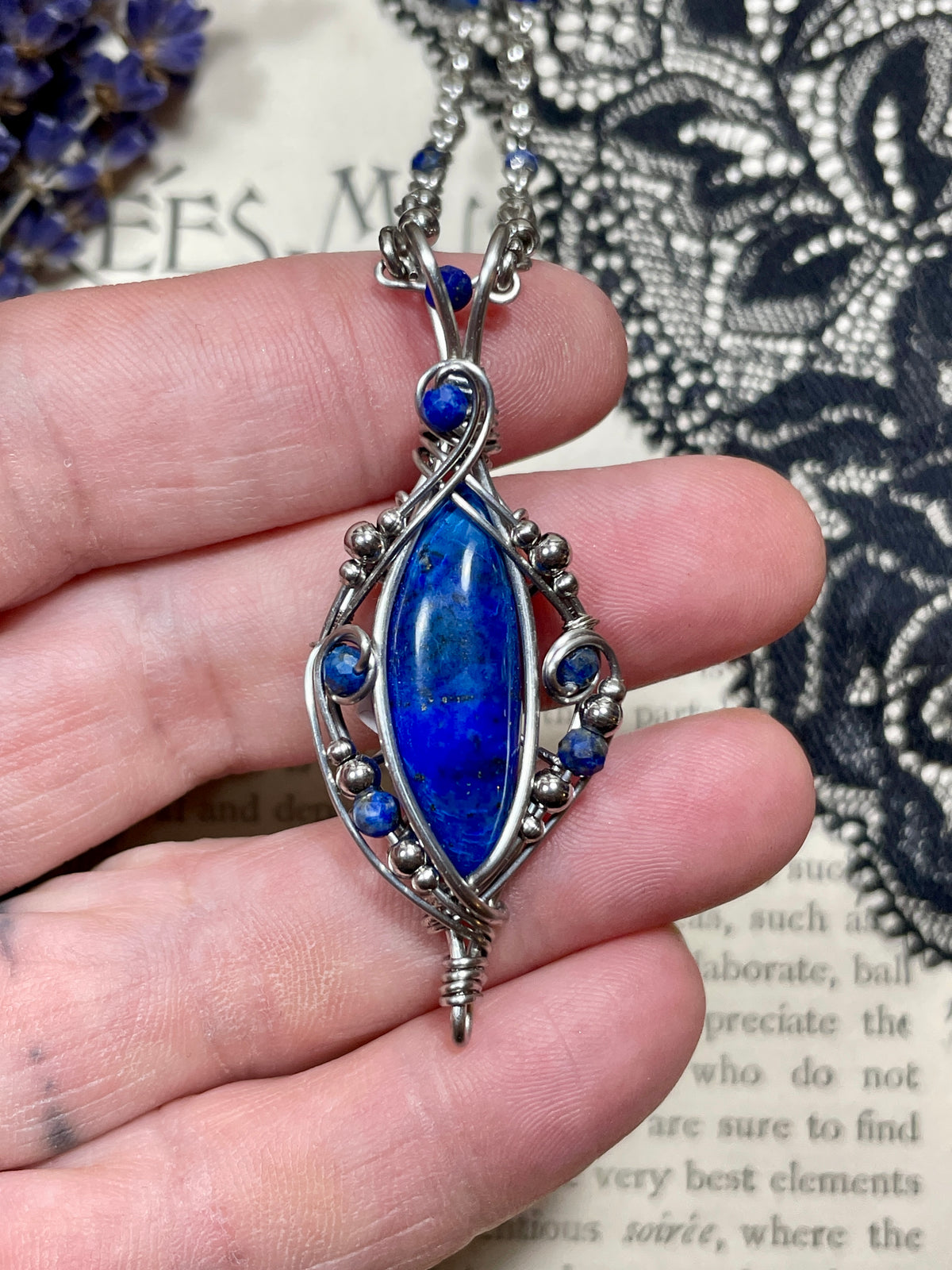 Lapis Lazuli Pendant in Stainless Steel