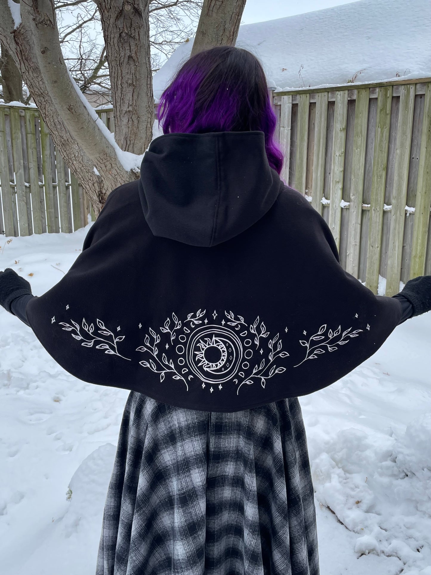 Celestial Black Felted Capelet in Silver