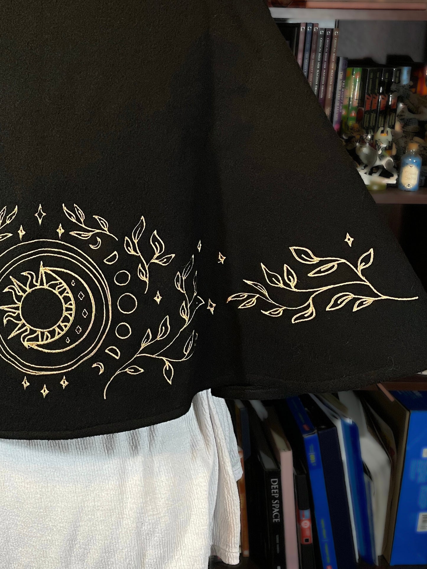 Celestial Black Wool Capelet in Gold (Flawed)