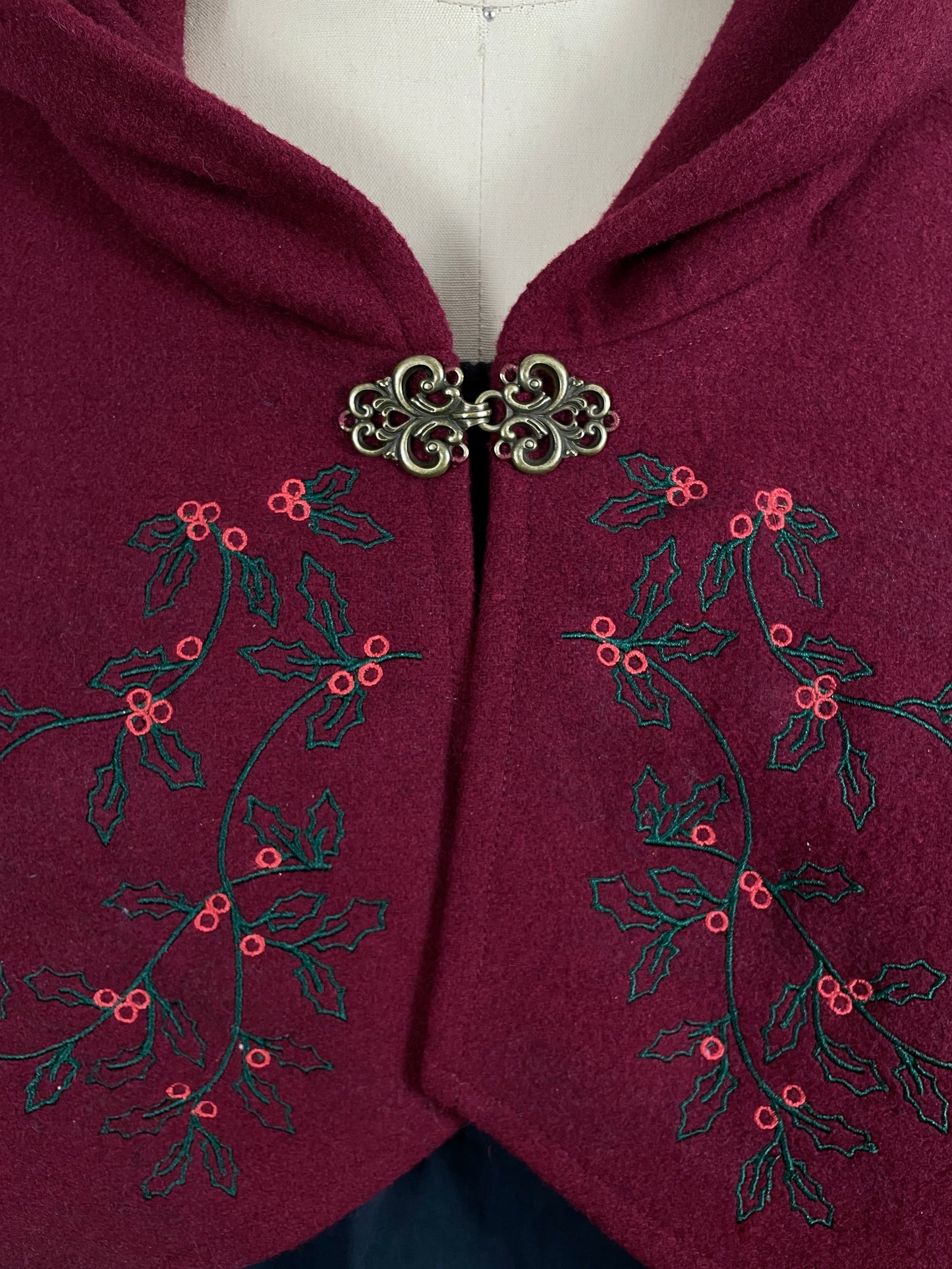 Holly King Red Wool Capelet