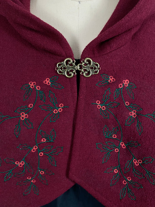 Holly King Red Wool Capelet