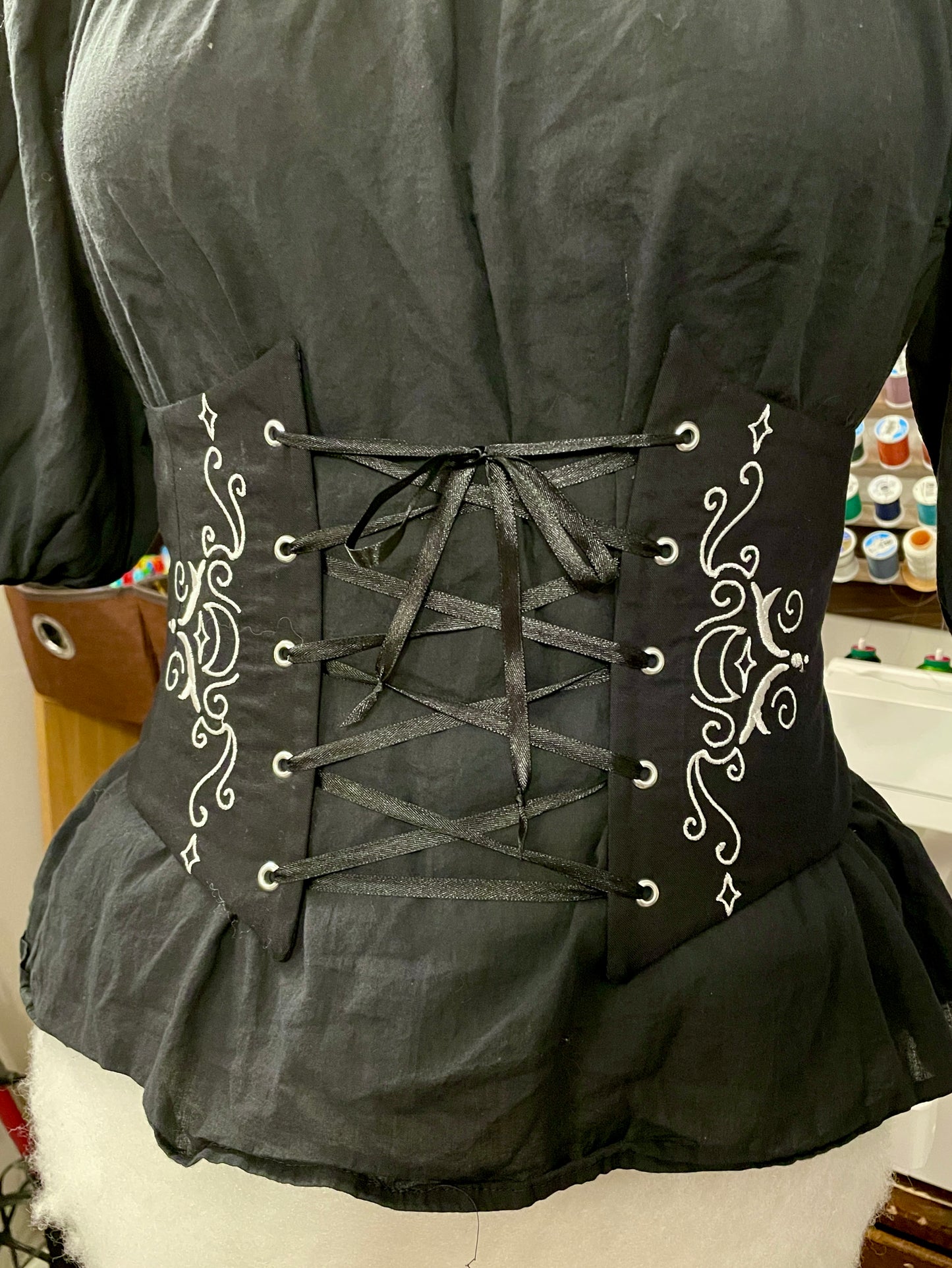 Silver Lunar Embroidered Waist Cinch