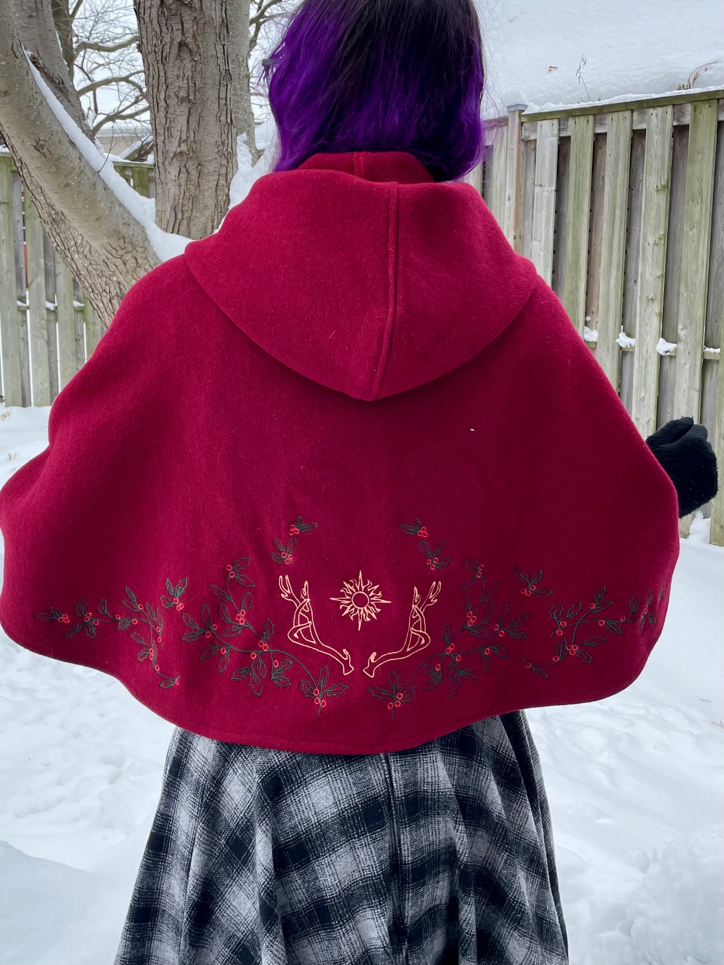 Holly King Red Wool Capelet