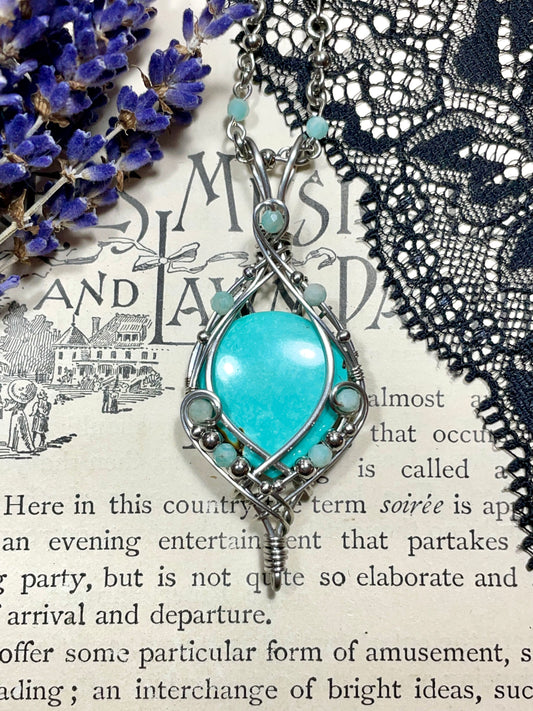 Turquoise Pendant in Stainless Steel