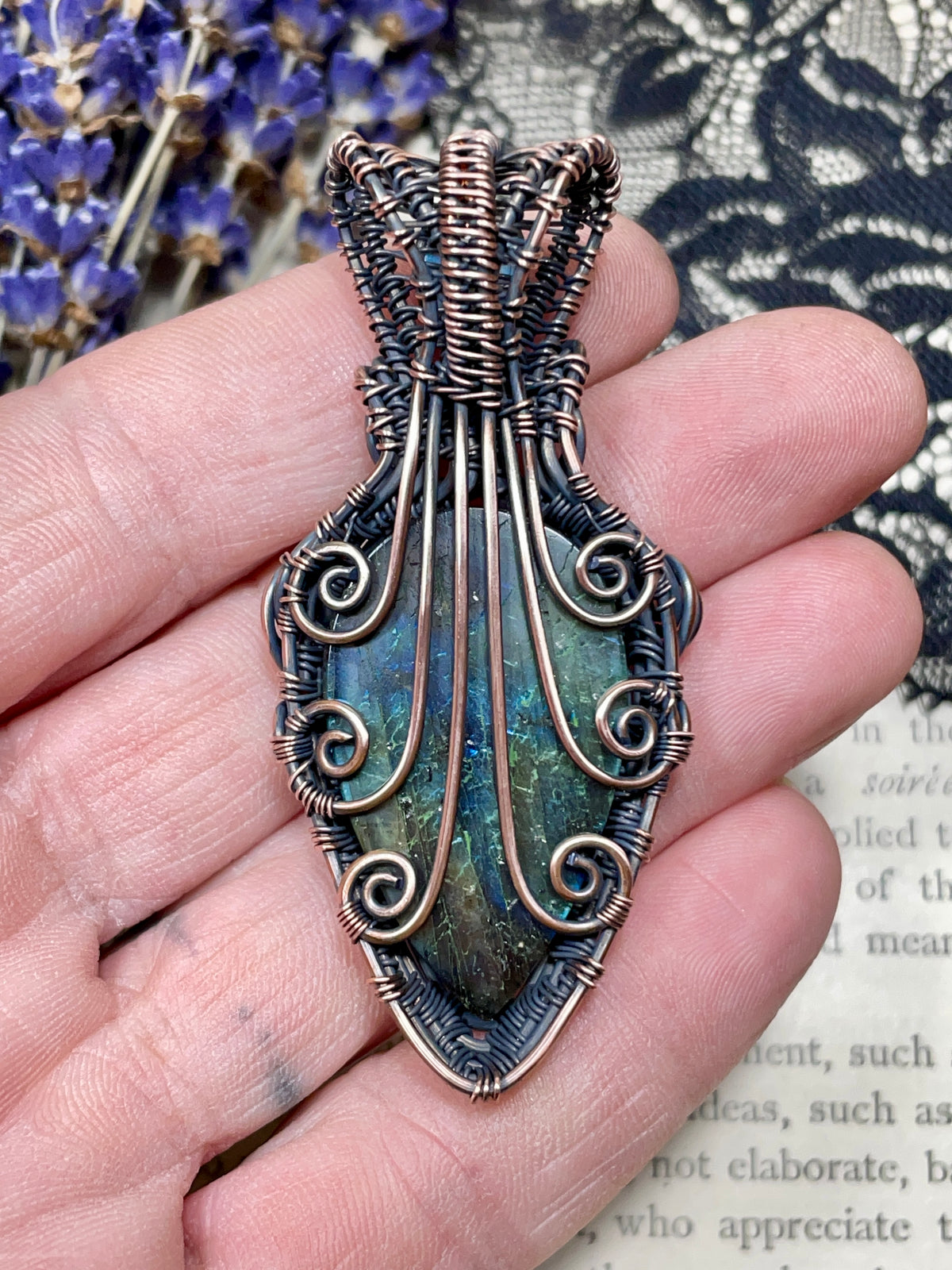 Labradorite Pendant in Copper