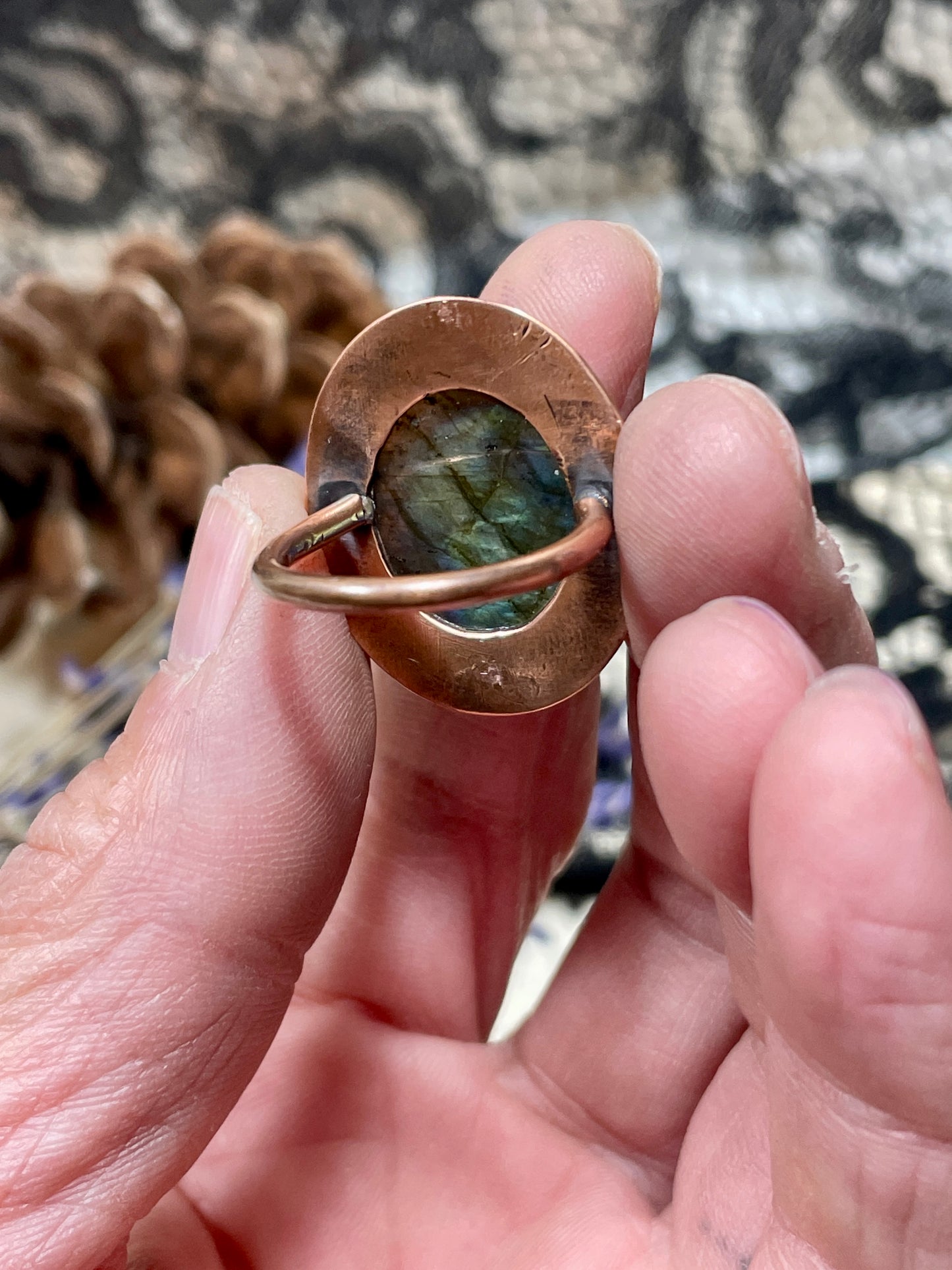 Labradorite Copper Ring Size 5.5