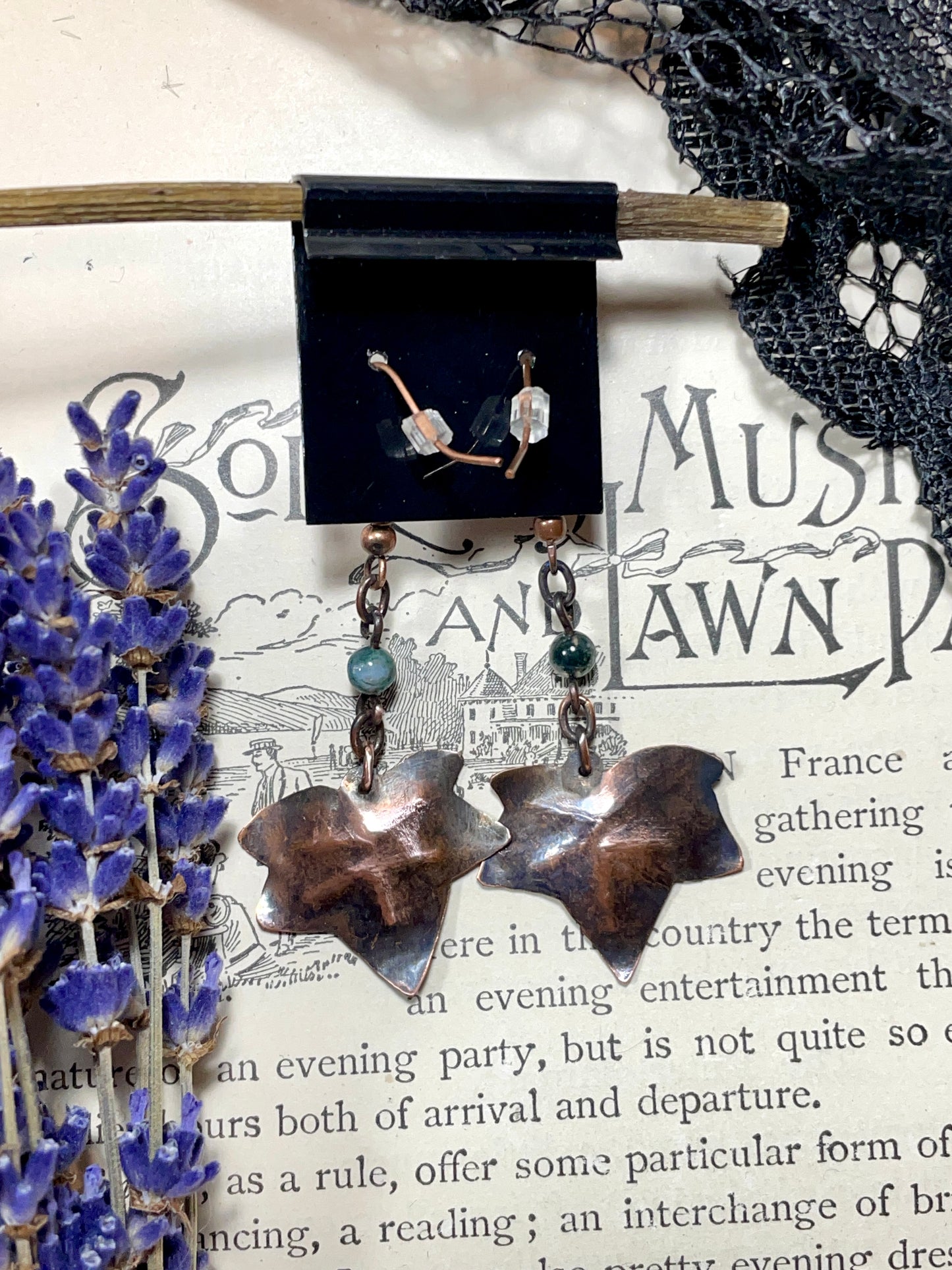 Ivy leaf Earrings in Antiqued Copper