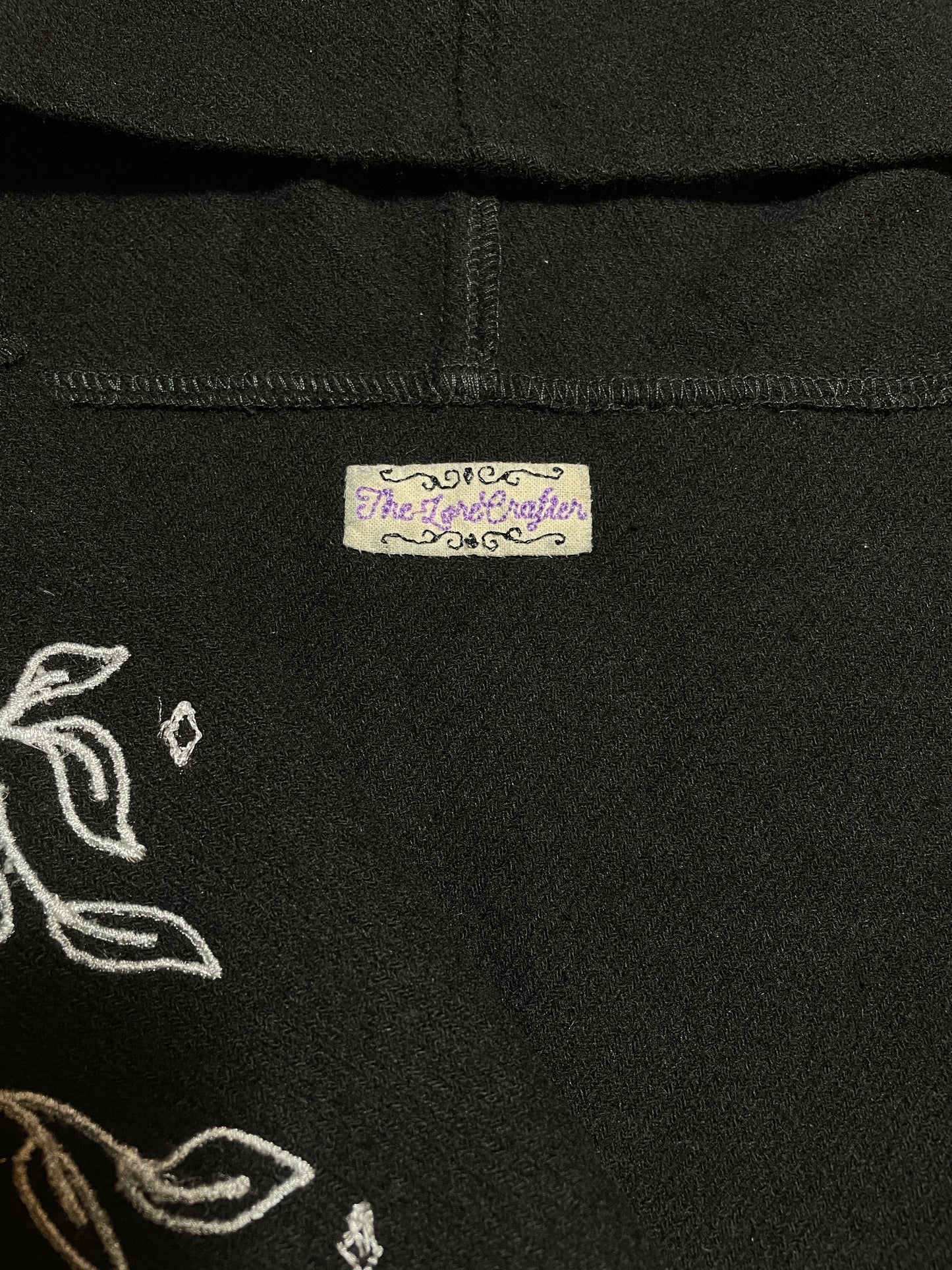 Celestial Black Wool Capelet in Silver