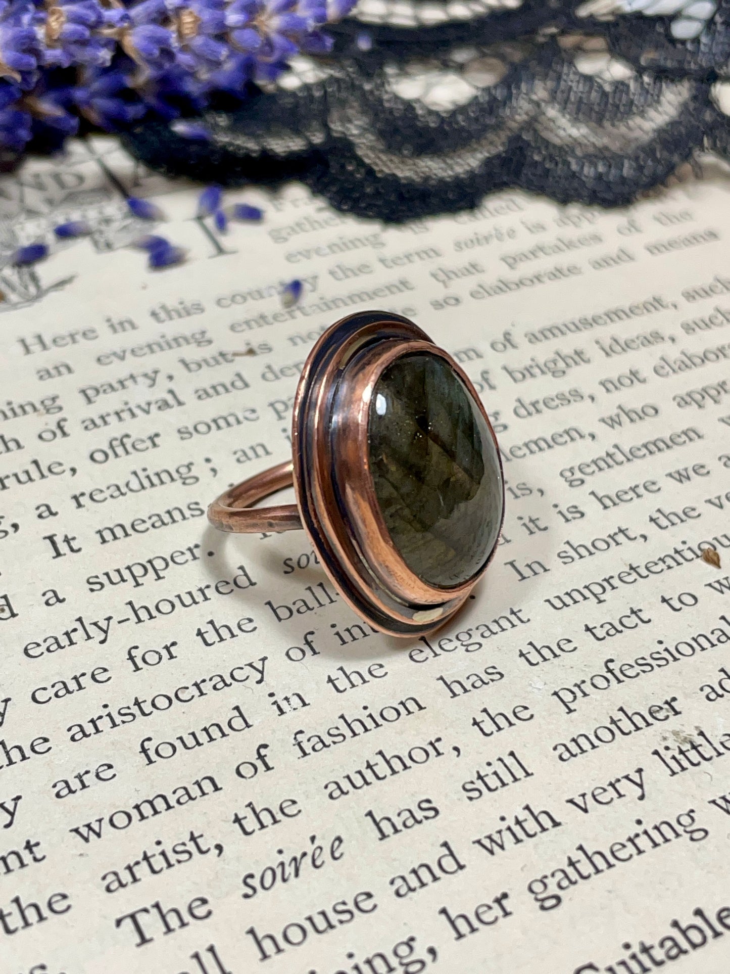 Labradorite Copper Ring Size 5.5