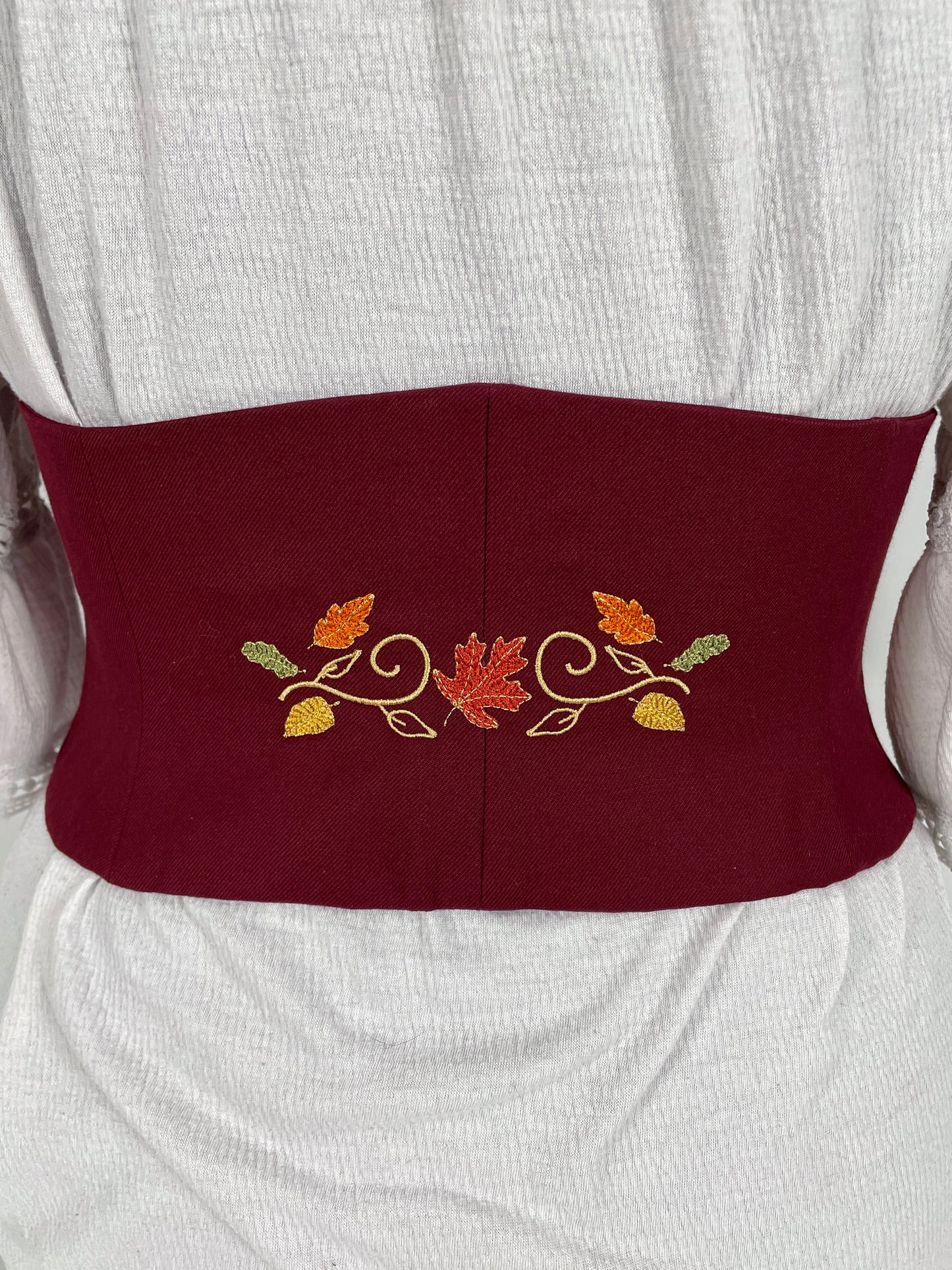 Gusting Leaves Embroidered Waist Cinch