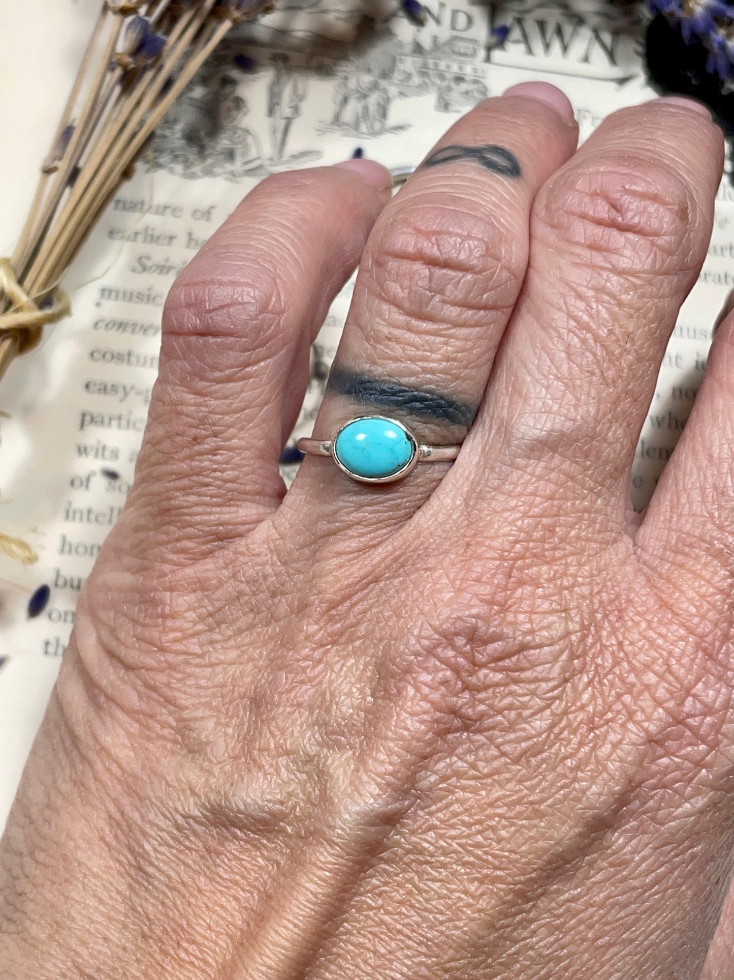 Turquoise Sterling Silver Ring Size 6.5
