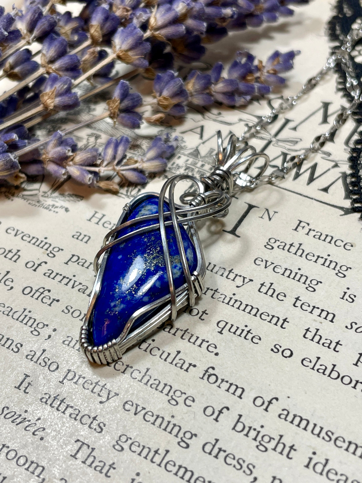 Lapis Lazuli Pendant in Stainless Steel