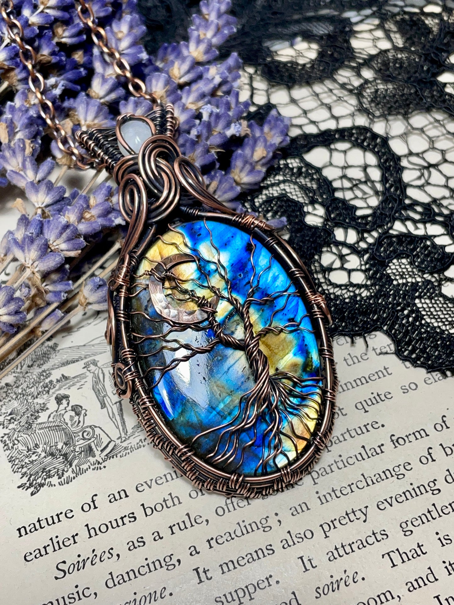 Labradorite Tree of Life Amulet in Copper